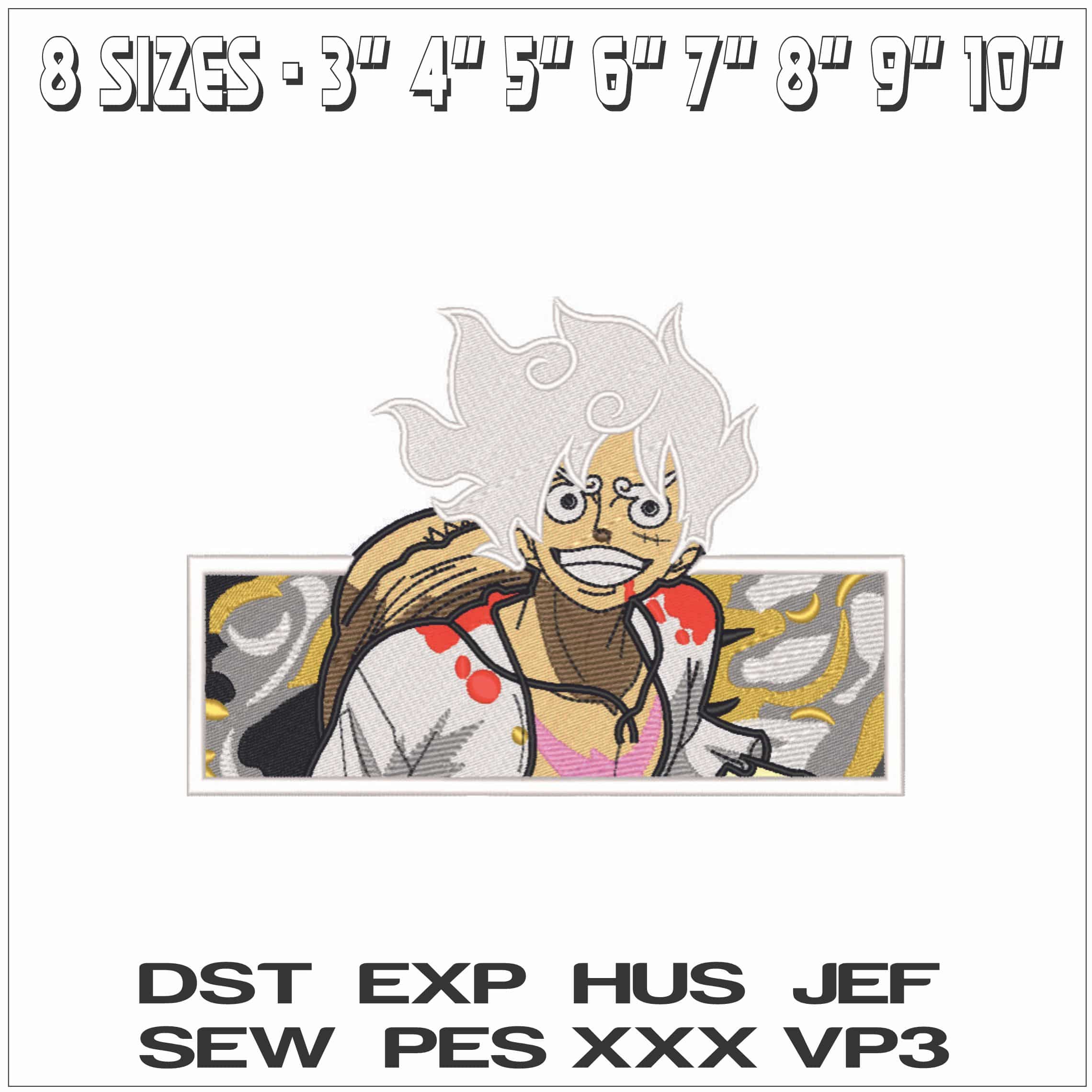 D Luffy Transformation - Gear 5 - Anime - Elegant embroidery design file - instant download — view 2