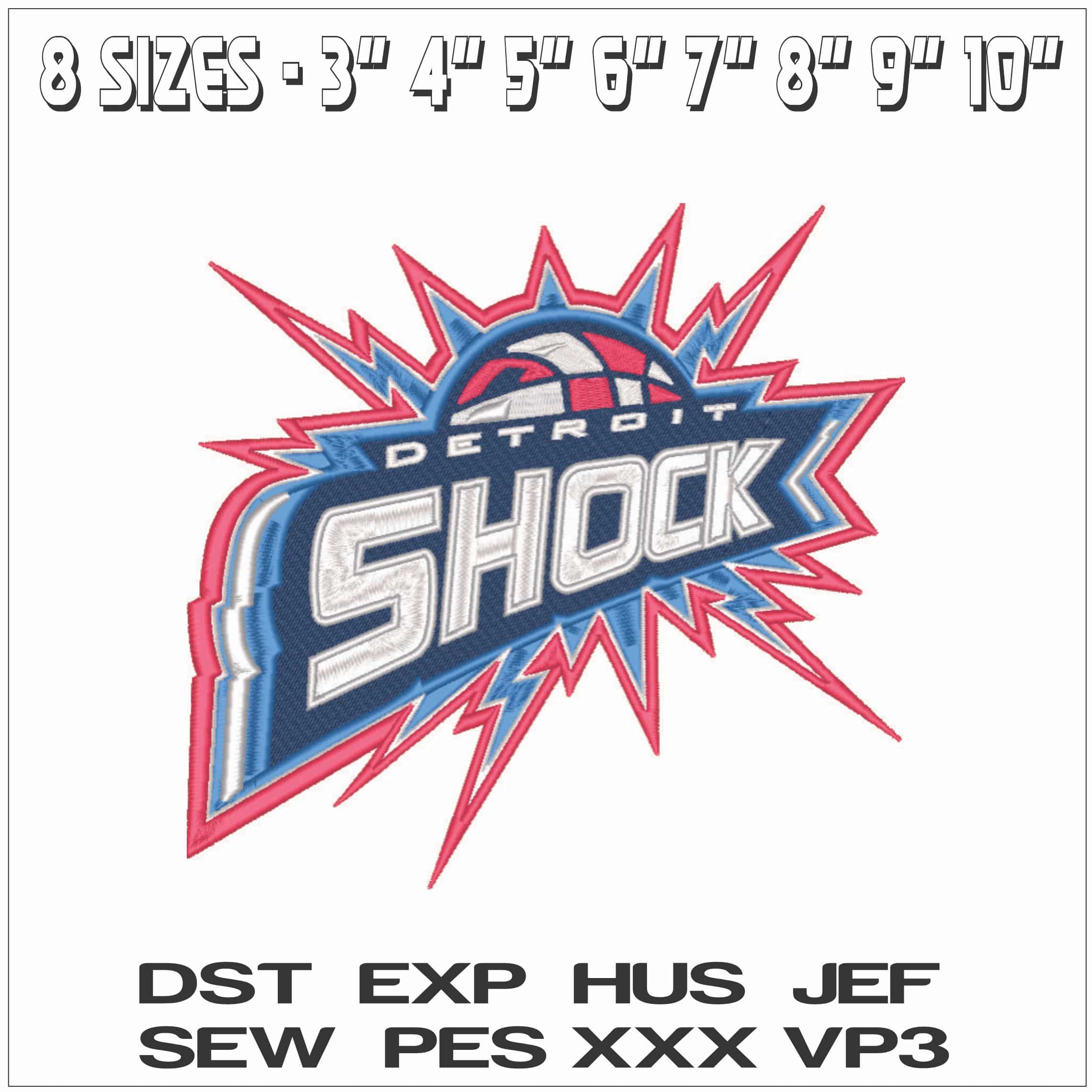 Detriot Shock - WNBA - Elegant embroidery design file - instant download — view 2