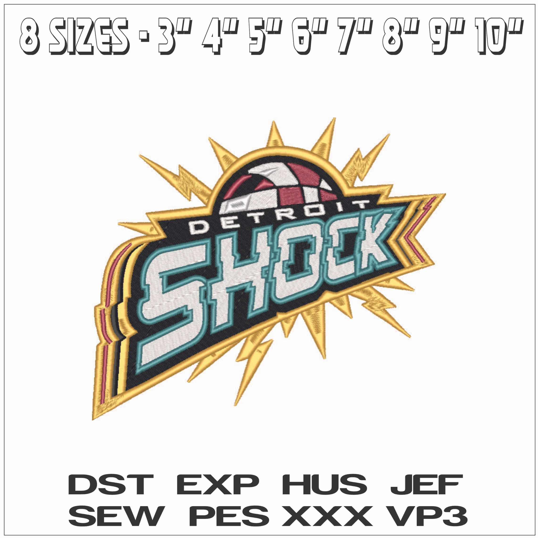 Detriot Shock 1997 - 2002 - WNBA- Elegant embroidery design file - instant download — view 2