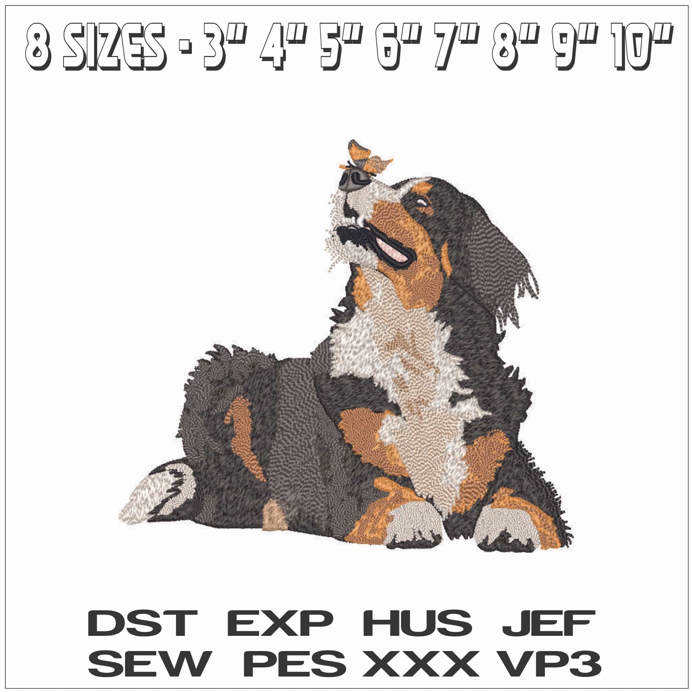 Dog Happy with Butterfly- Elegant embroidery design file - instant download — view 2