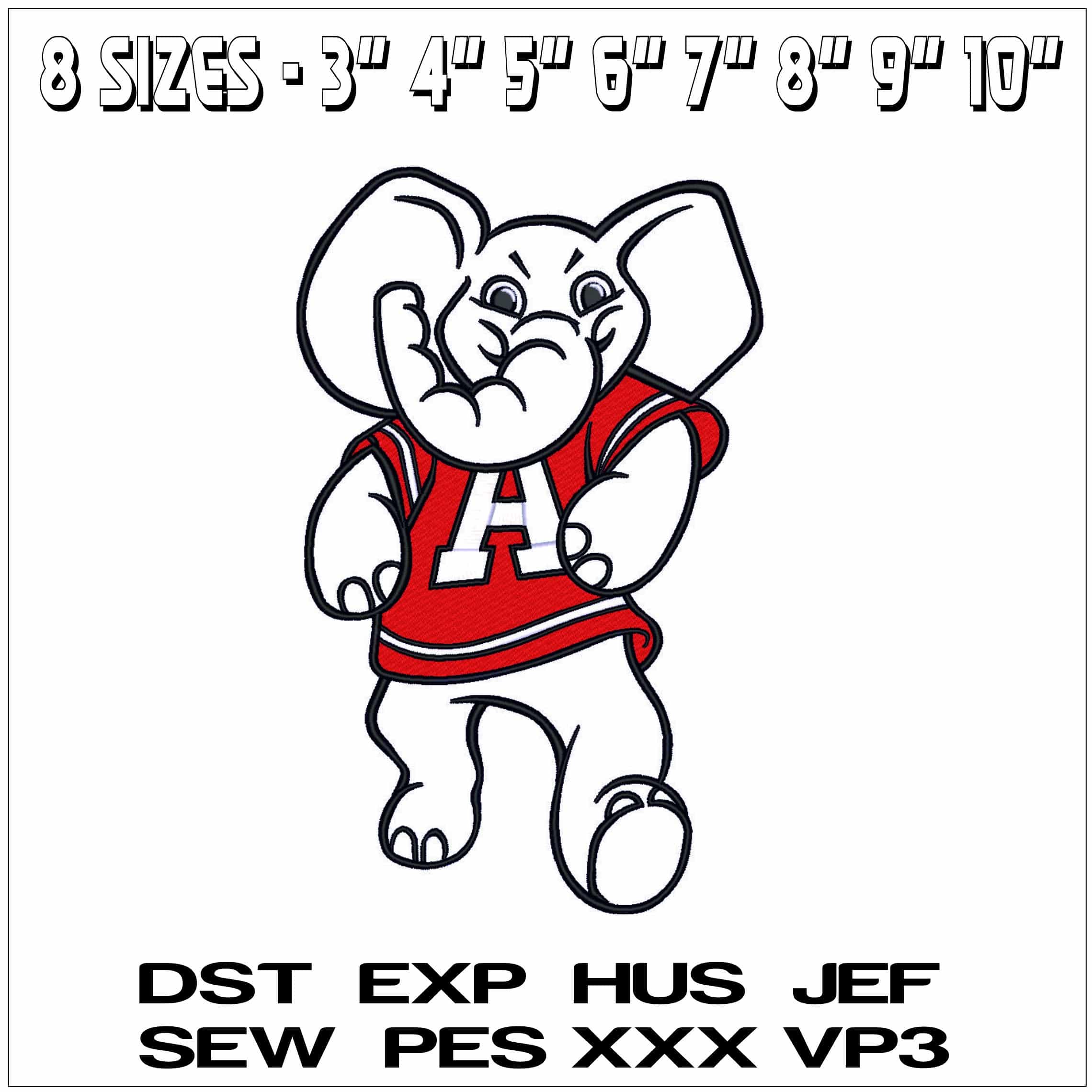 Elephant Mascot Applique Body- Elegant embroidery design file - instant download — view 2