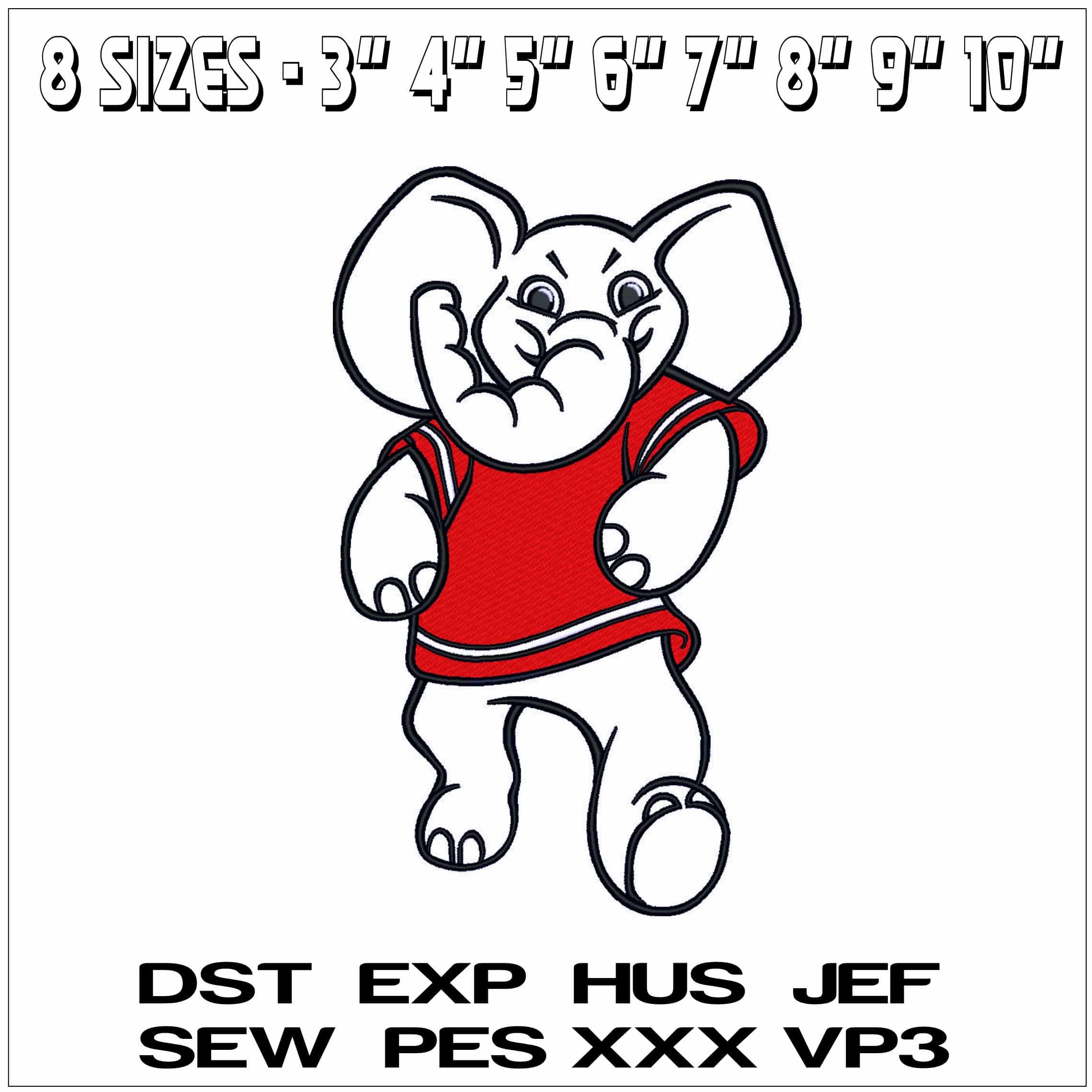 Elephant Mascot Applique Body Blank- Elegant embroidery design file - instant download — view 2