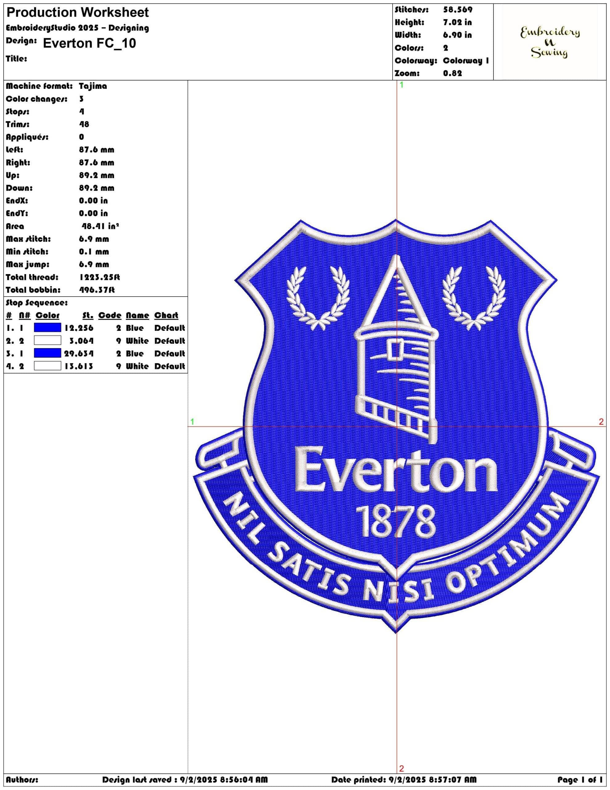 Everton FC- Elegant embroidery design file - instant download — view 3
