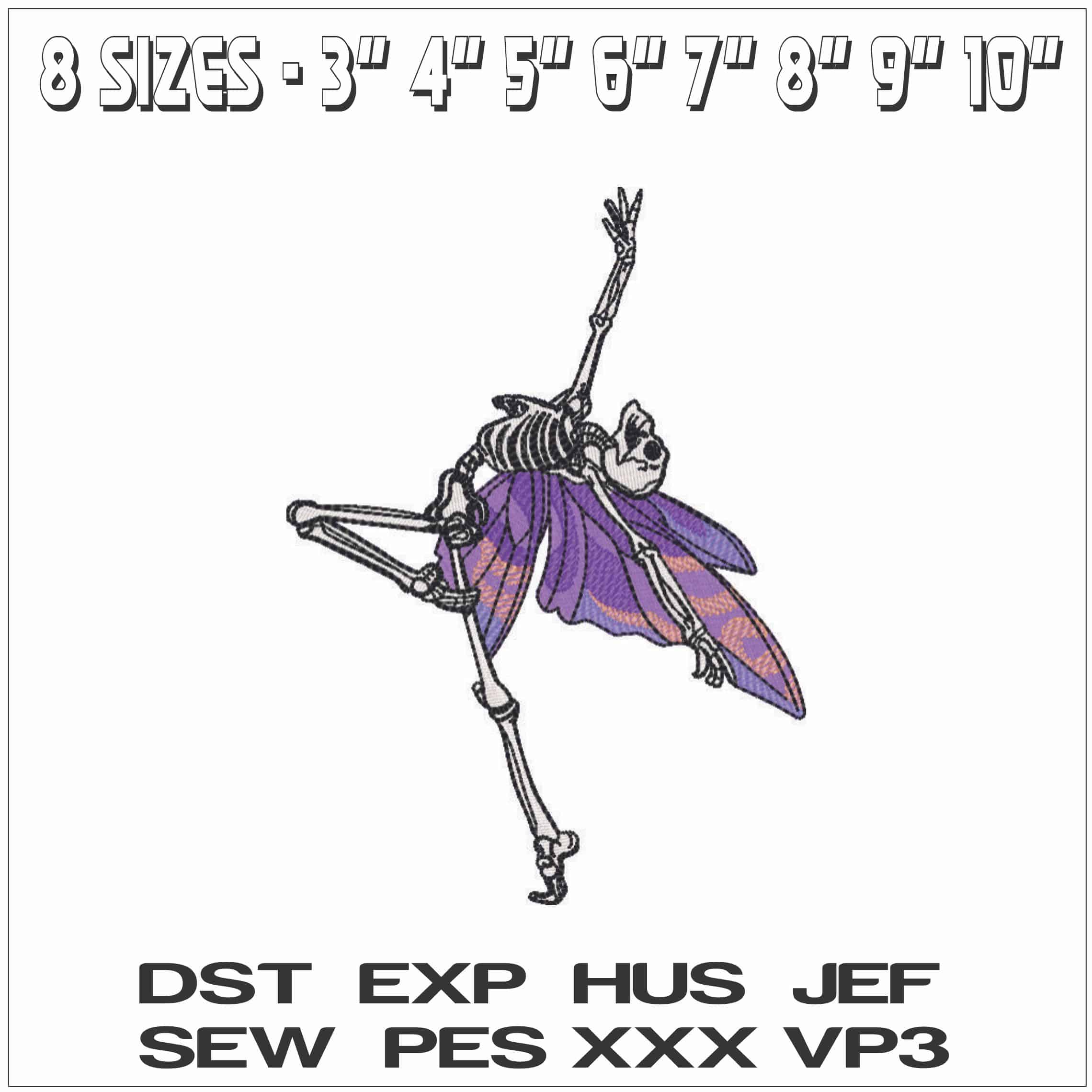 Fairy Skeleton- Elegant embroidery design file - instant download — view 2