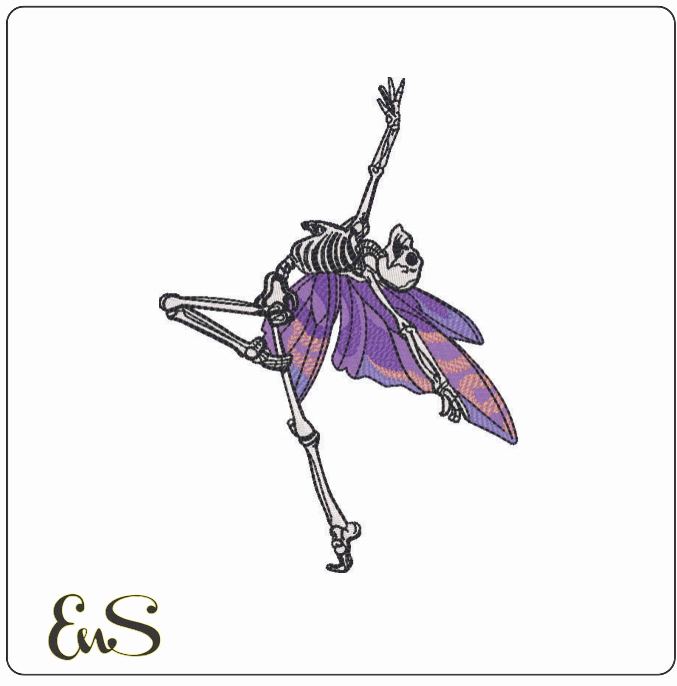 Fairy Skeleton- Elegant embroidery design file - instant download