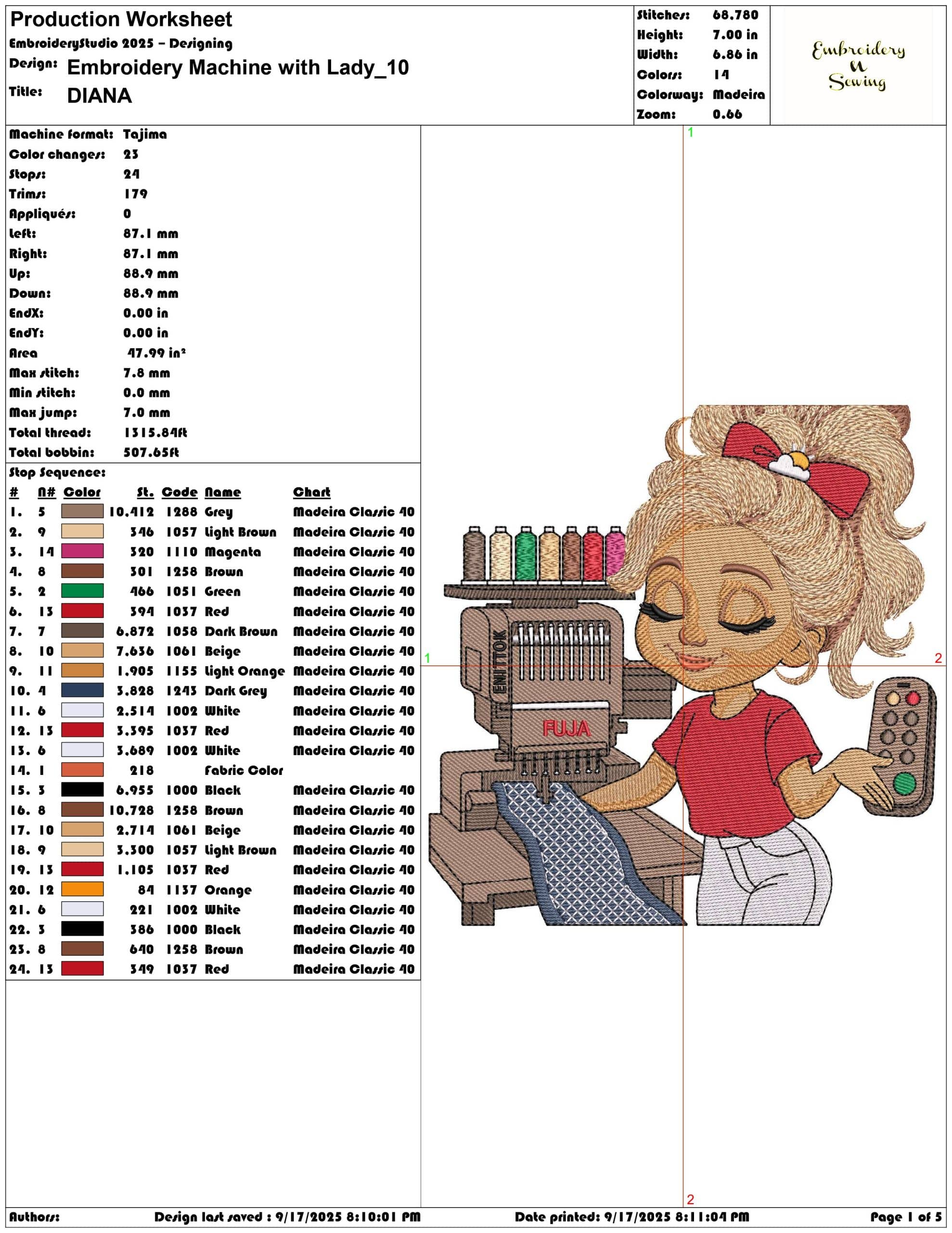 Embroidery Machine with Lady- Elegant embroidery design file - instant download — view 3