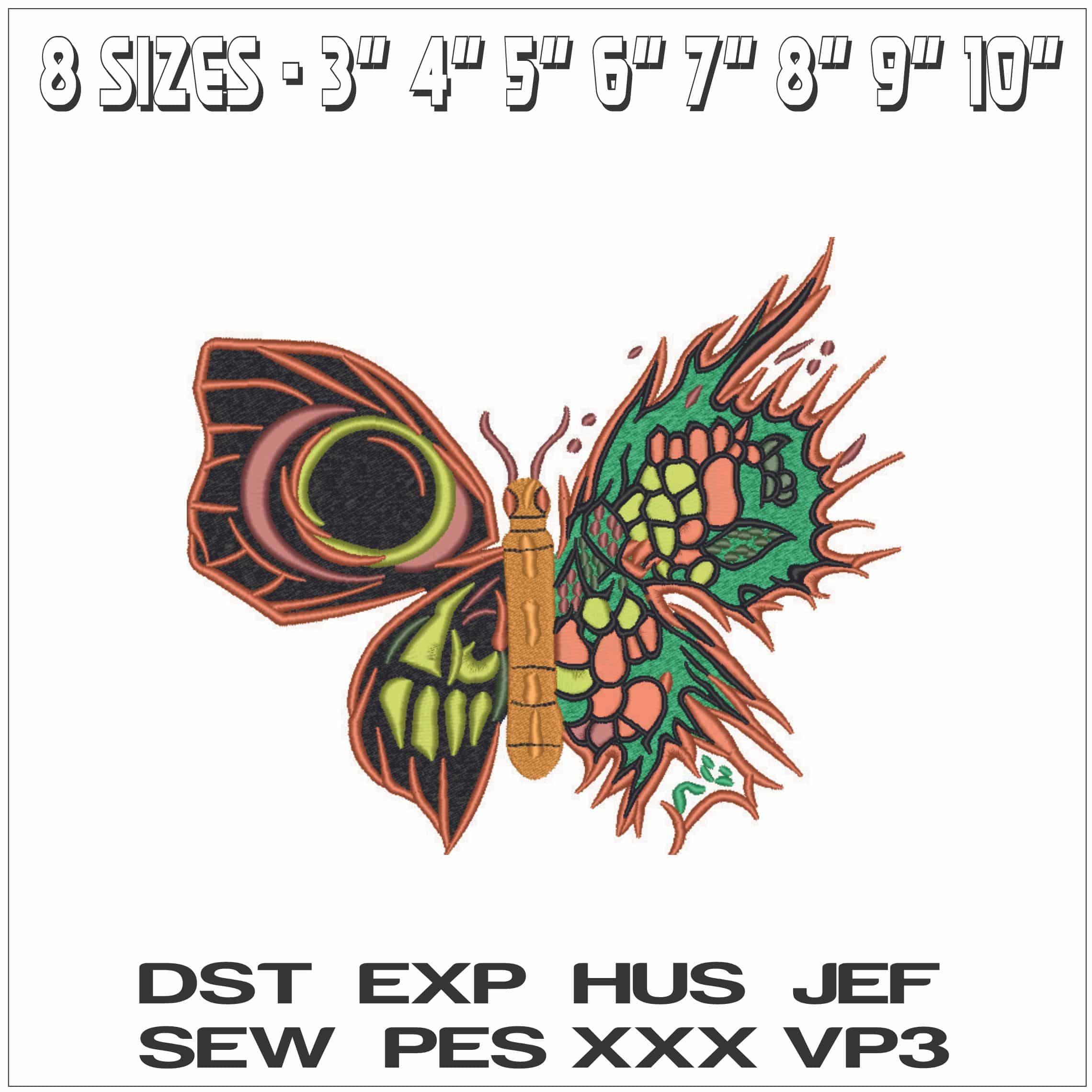 Fire Butterfly- Elegant embroidery design file - instant download — view 2