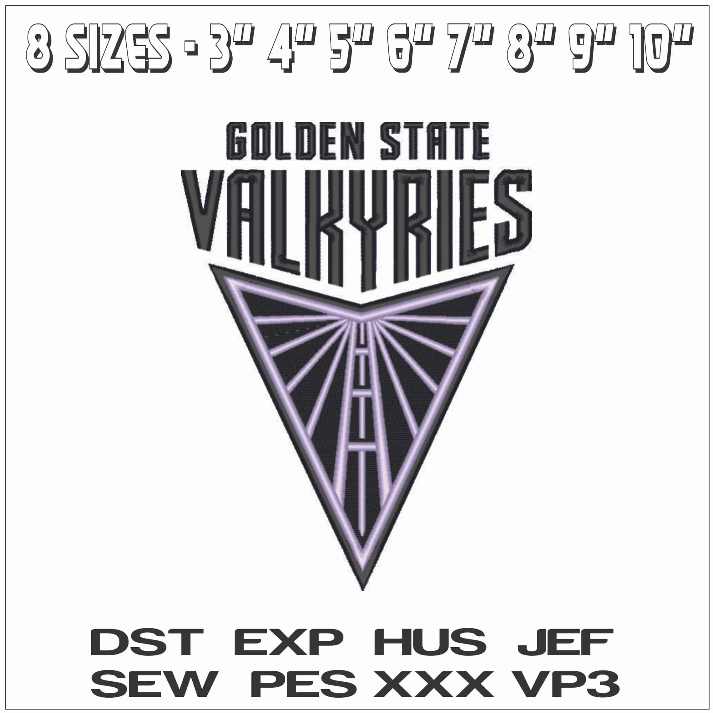 Golden State Valkyries - WNBA- Elegant embroidery design file - instant download — view 2