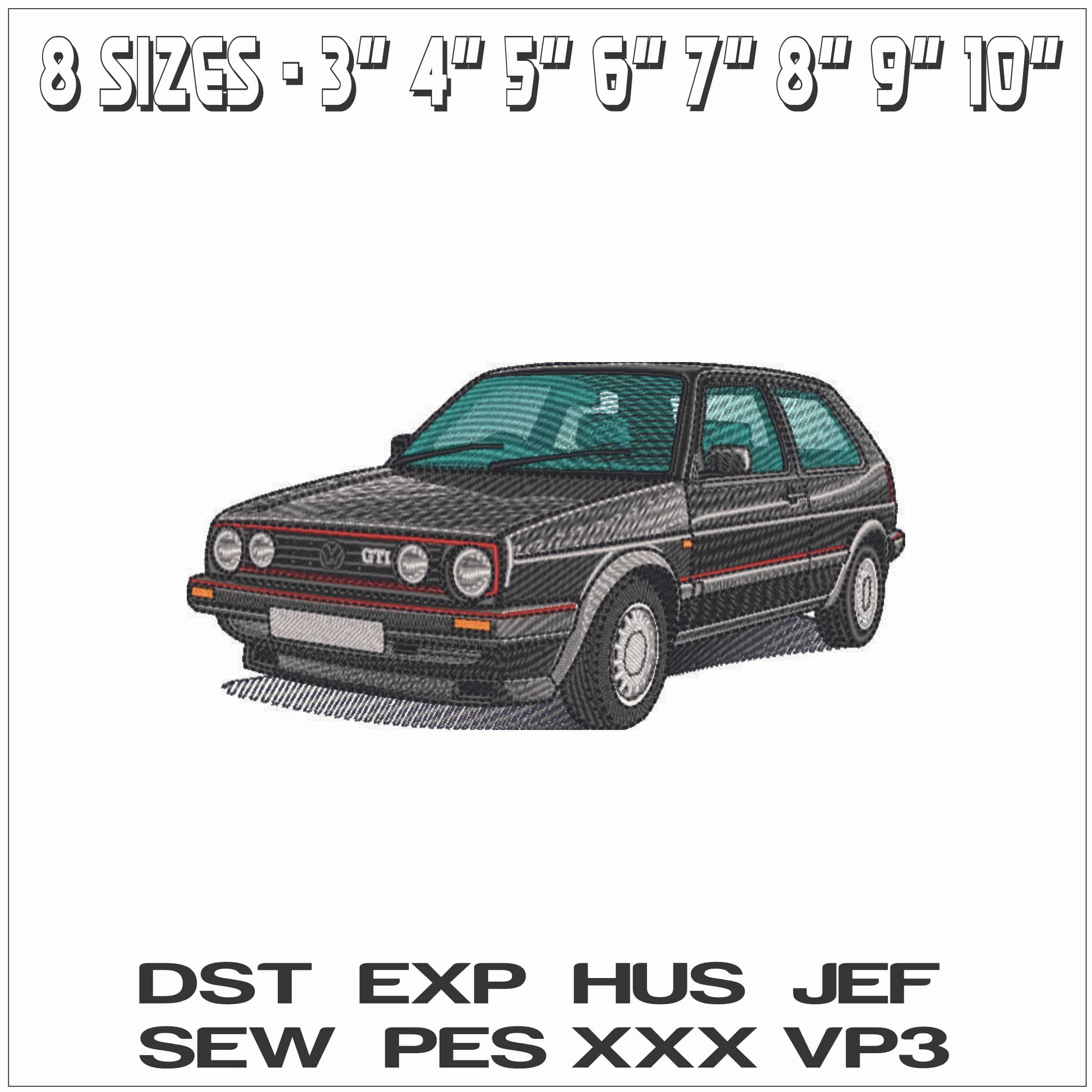 Golf GTI MK2 - Volkswagen- Elegant embroidery design file - instant download — view 2