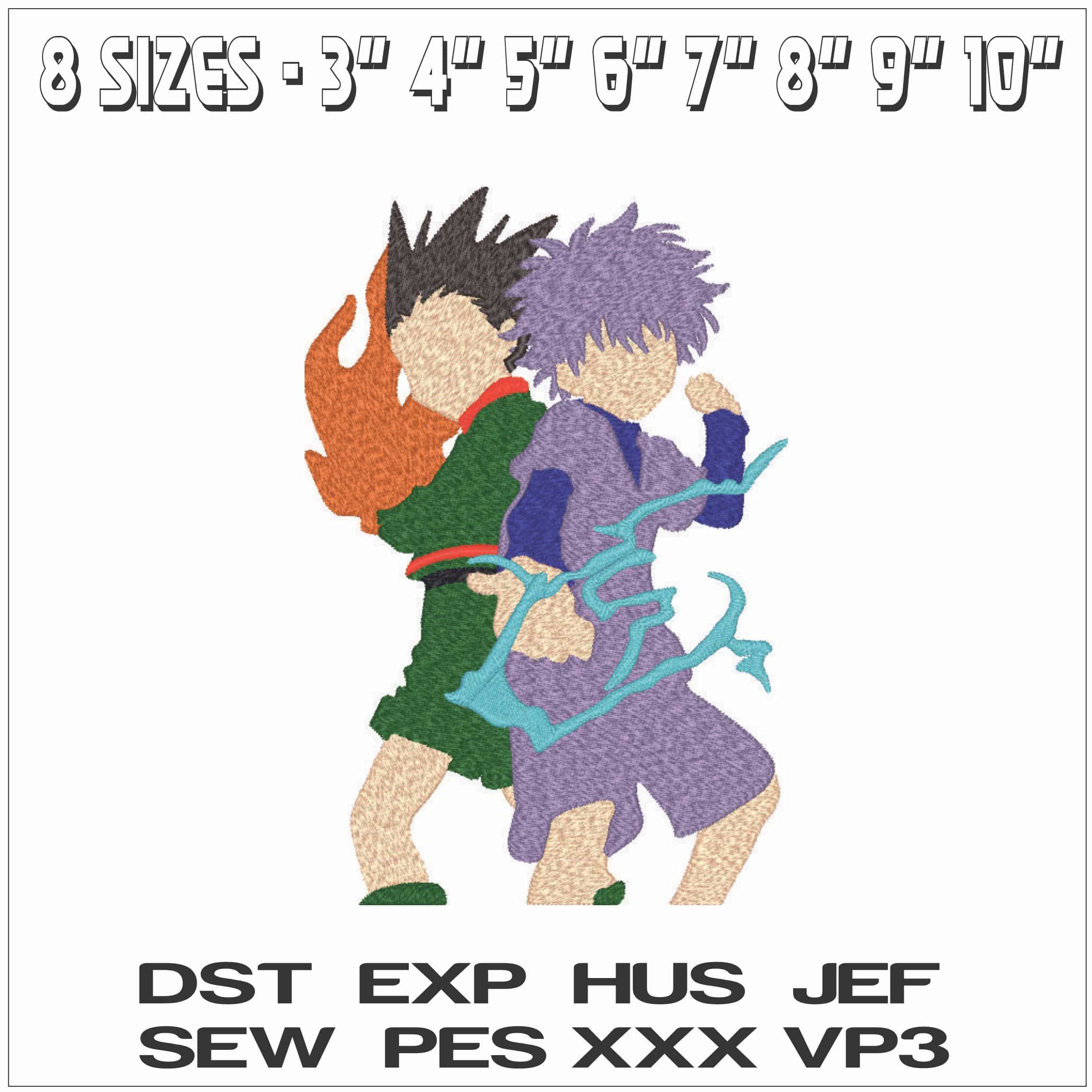 Gon Freecss Killua Zoldyck - Hunter x Hunter - Anime- Elegant embroidery design file - instant download — view 2