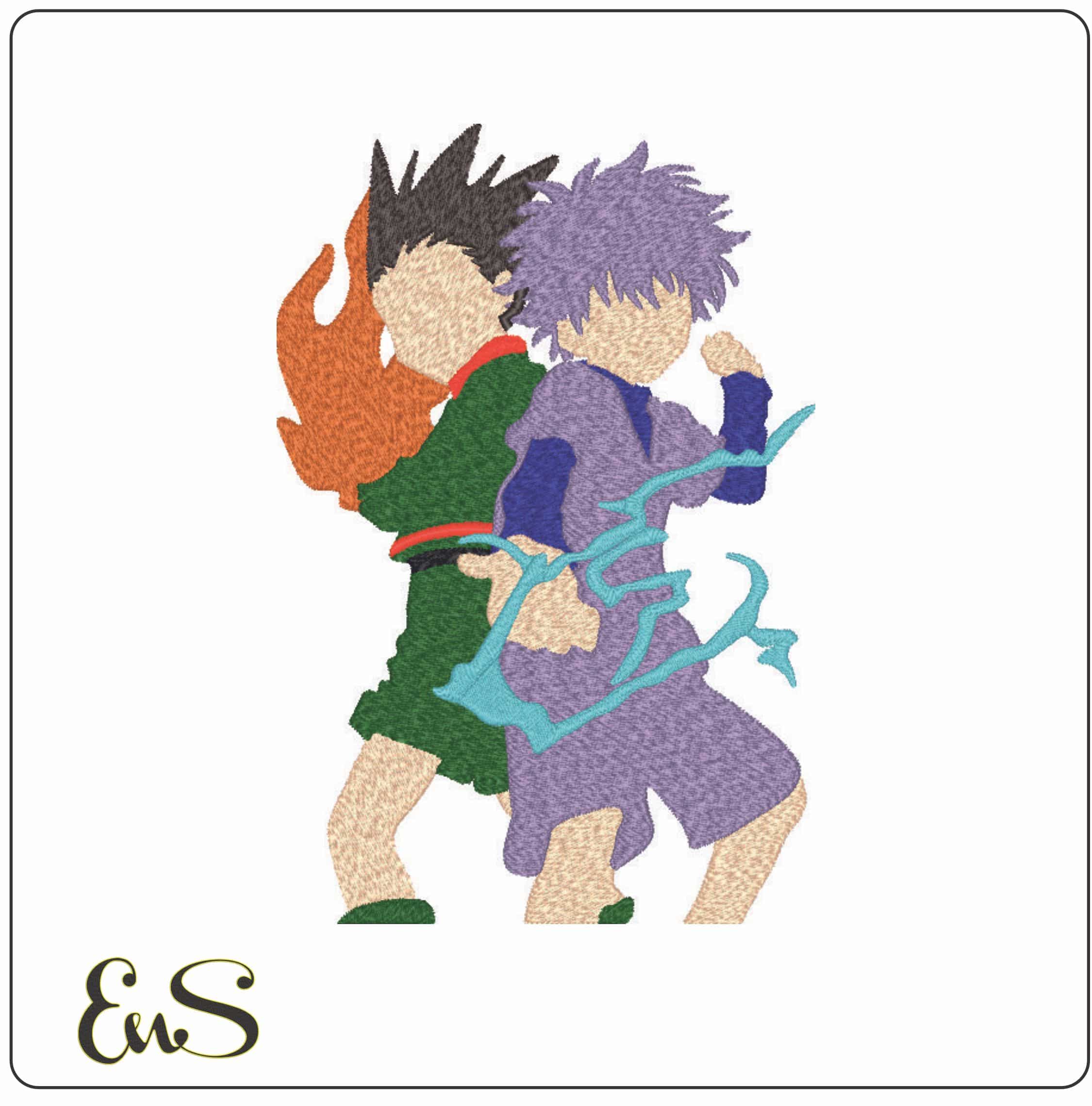 Gon Freecss Killua Zoldyck - Hunter x Hunter - Anime- Elegant embroidery design file - instant download