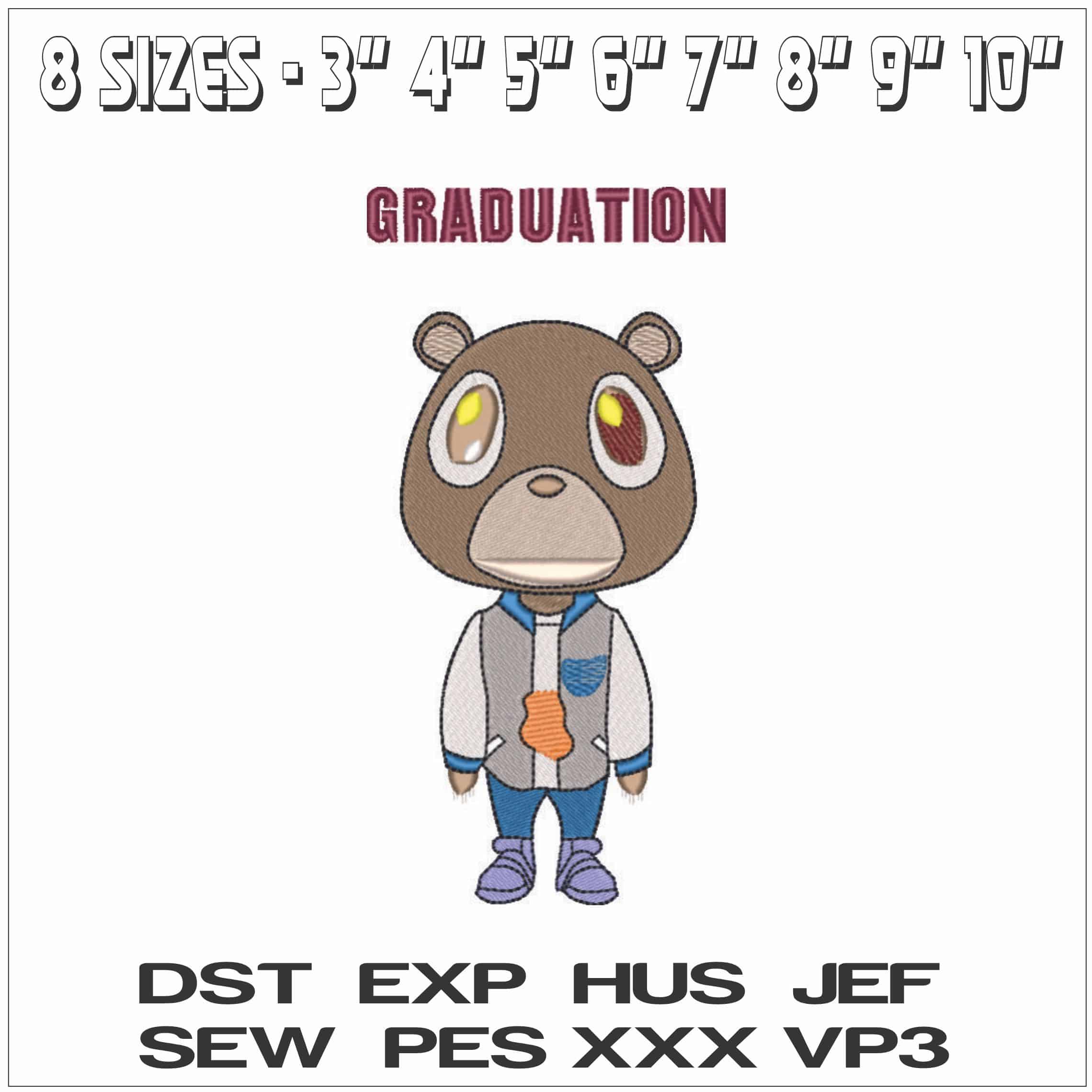 Graduation - Kanye West Yeeze Designs- Elegant embroidery design file - instant download — view 2