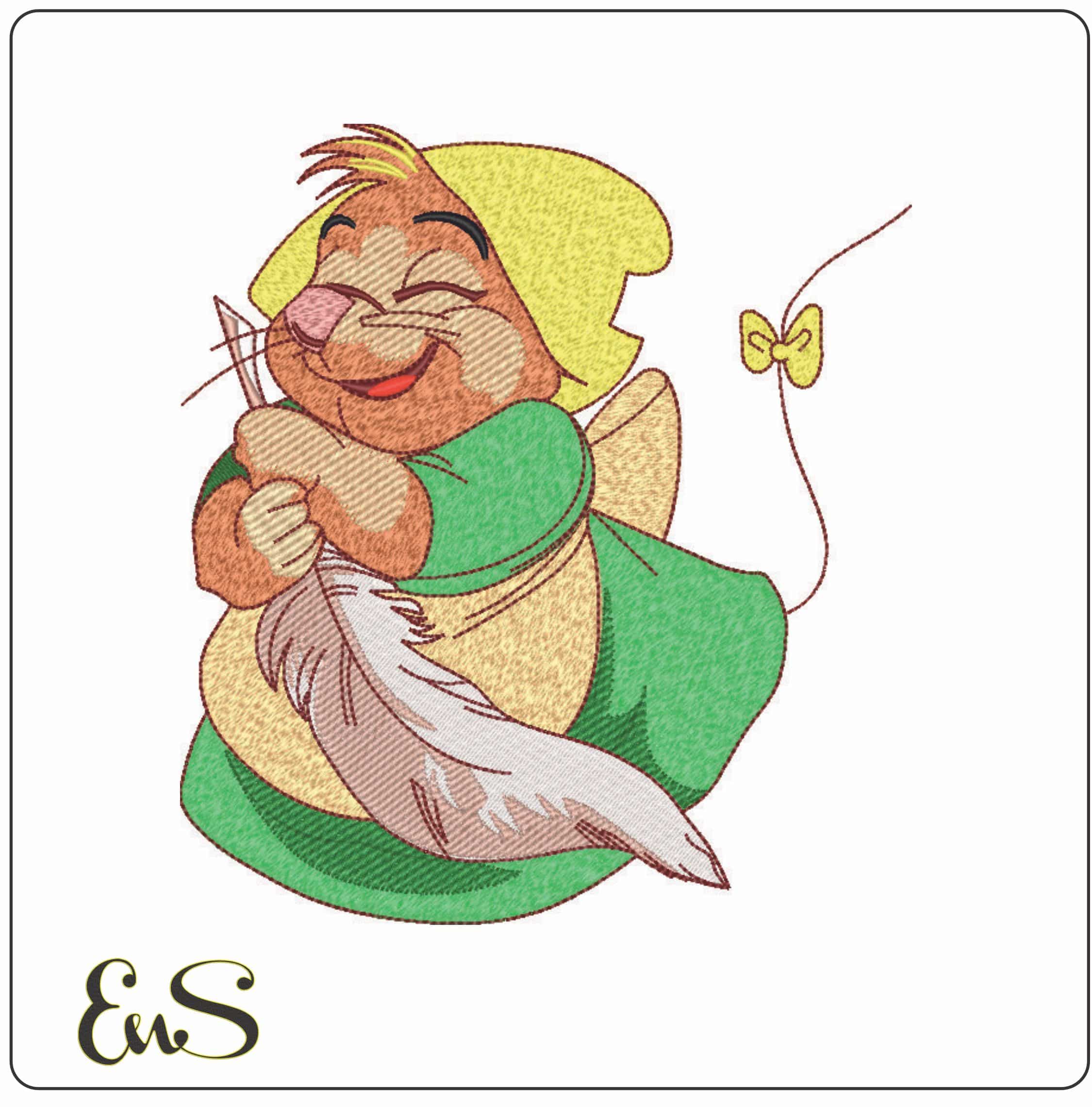 Gus Gus Mouse - Cinderella - Disney- Elegant embroidery design file - instant download