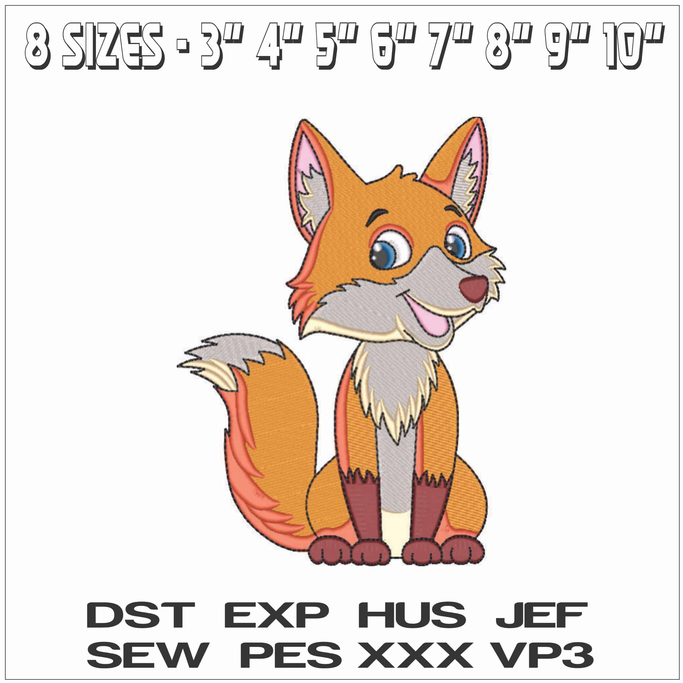 Happy Fox- Elegant embroidery design file - instant download — view 2