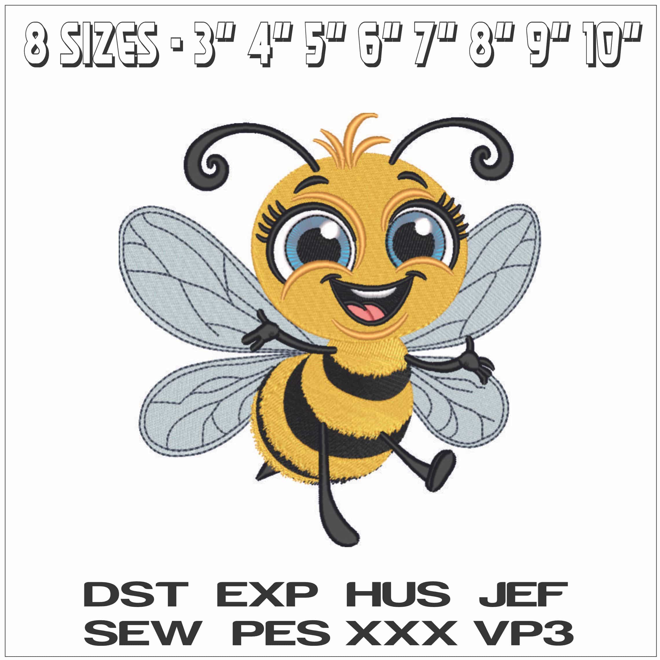 Happy Honey Bee- Elegant embroidery design file - instant download — view 2