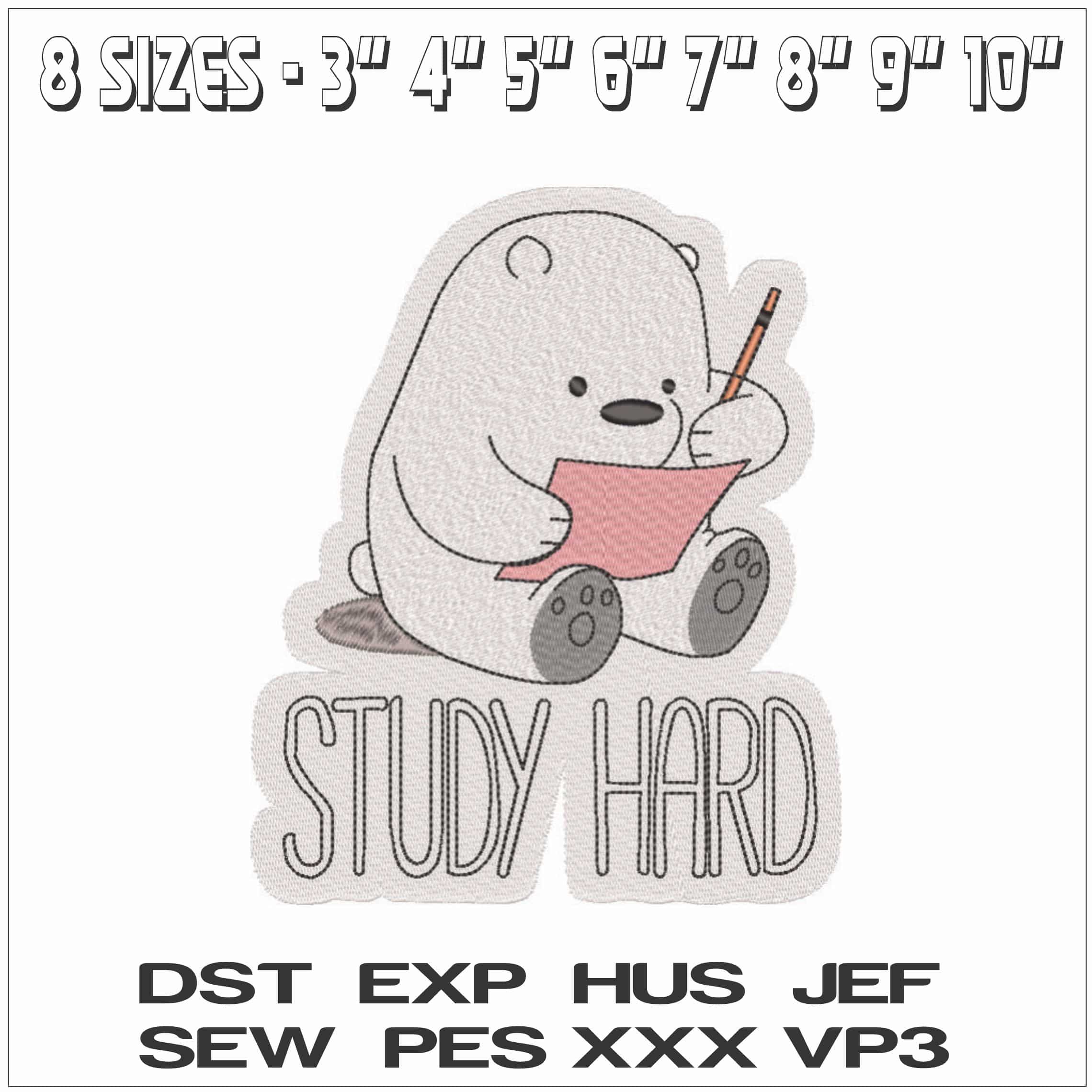 Hard Study- Elegant embroidery design file - instant download — view 2