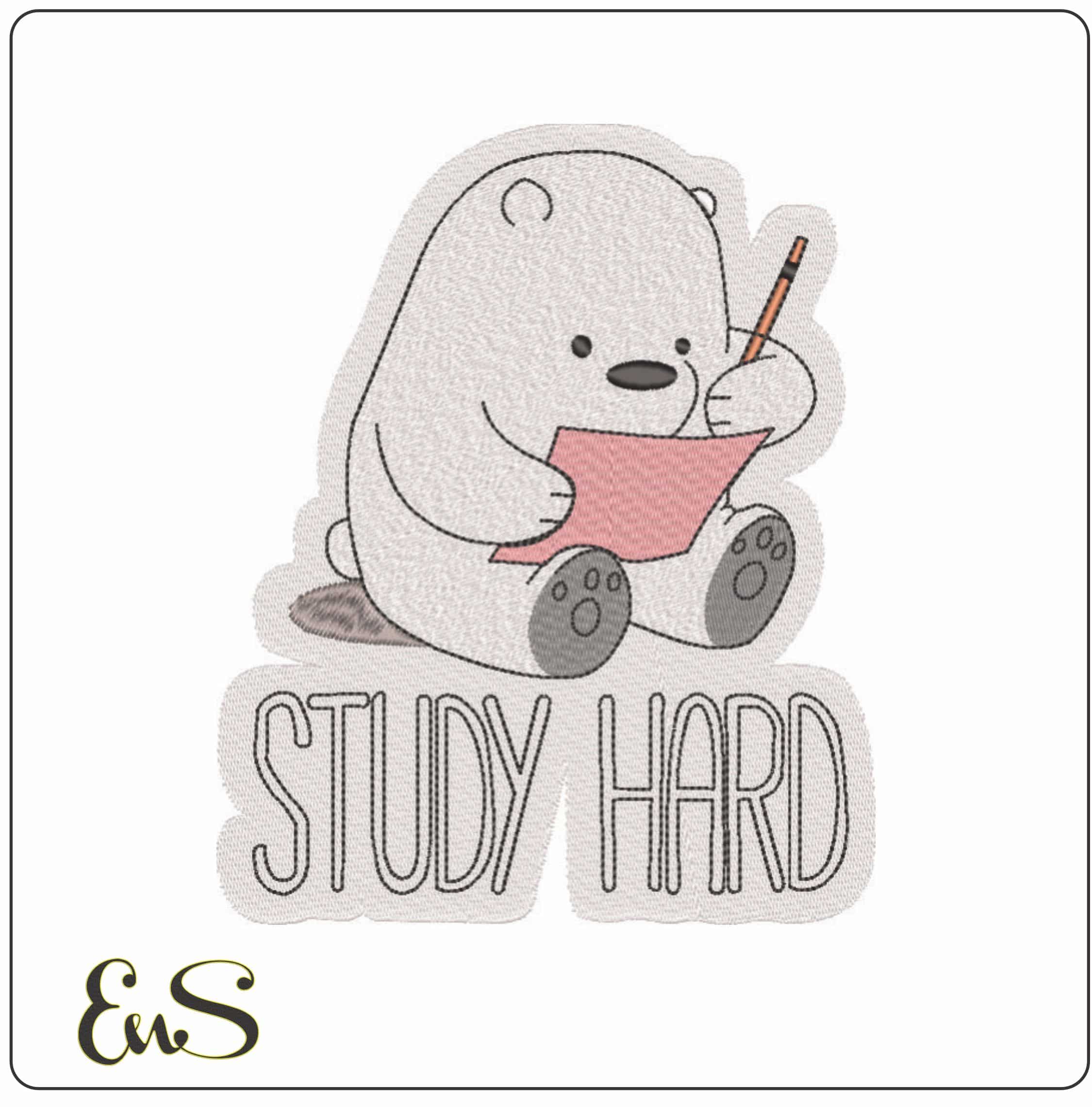 Hard Study- Elegant embroidery design file - instant download