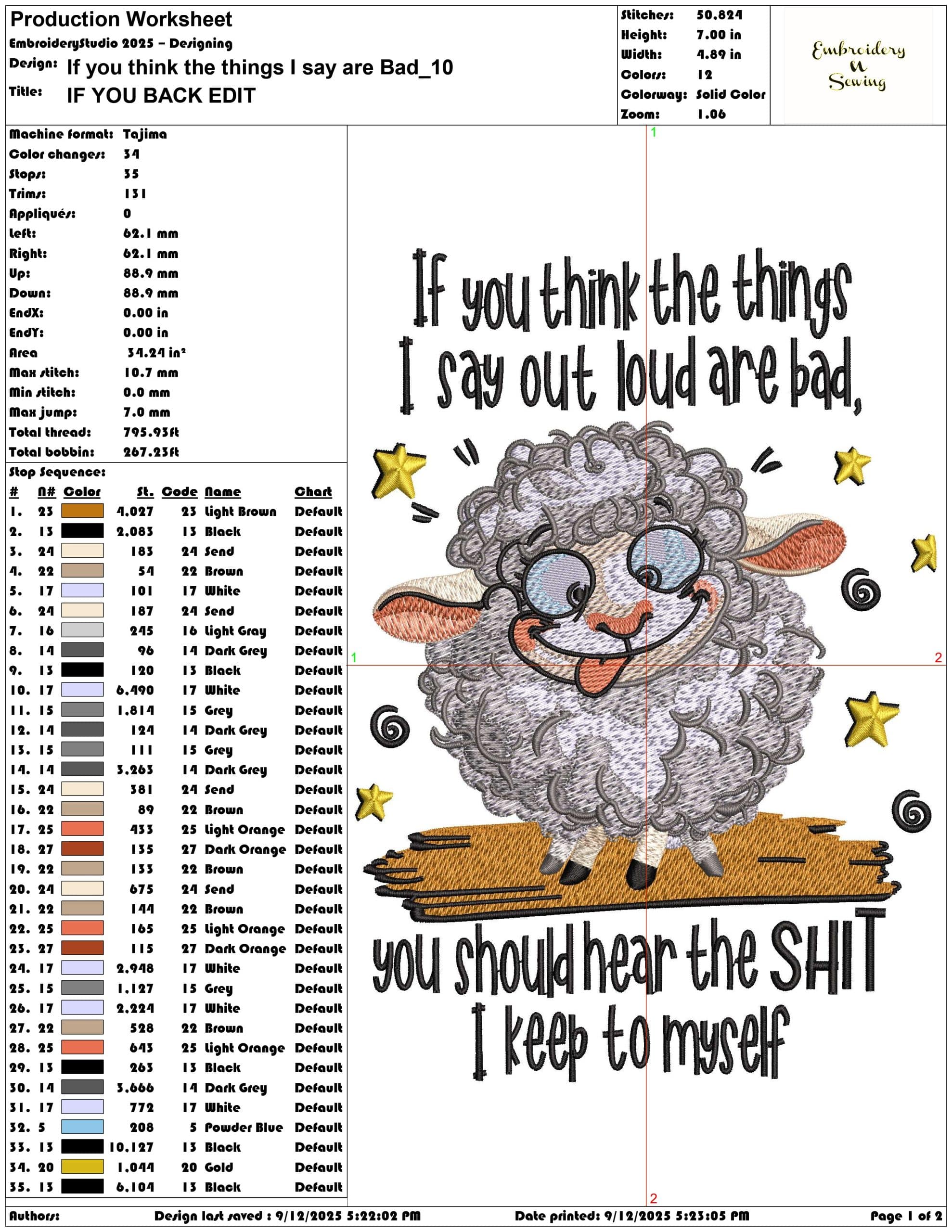 If you think the things I say are Bad- Elegant embroidery design file - instant download — view 3
