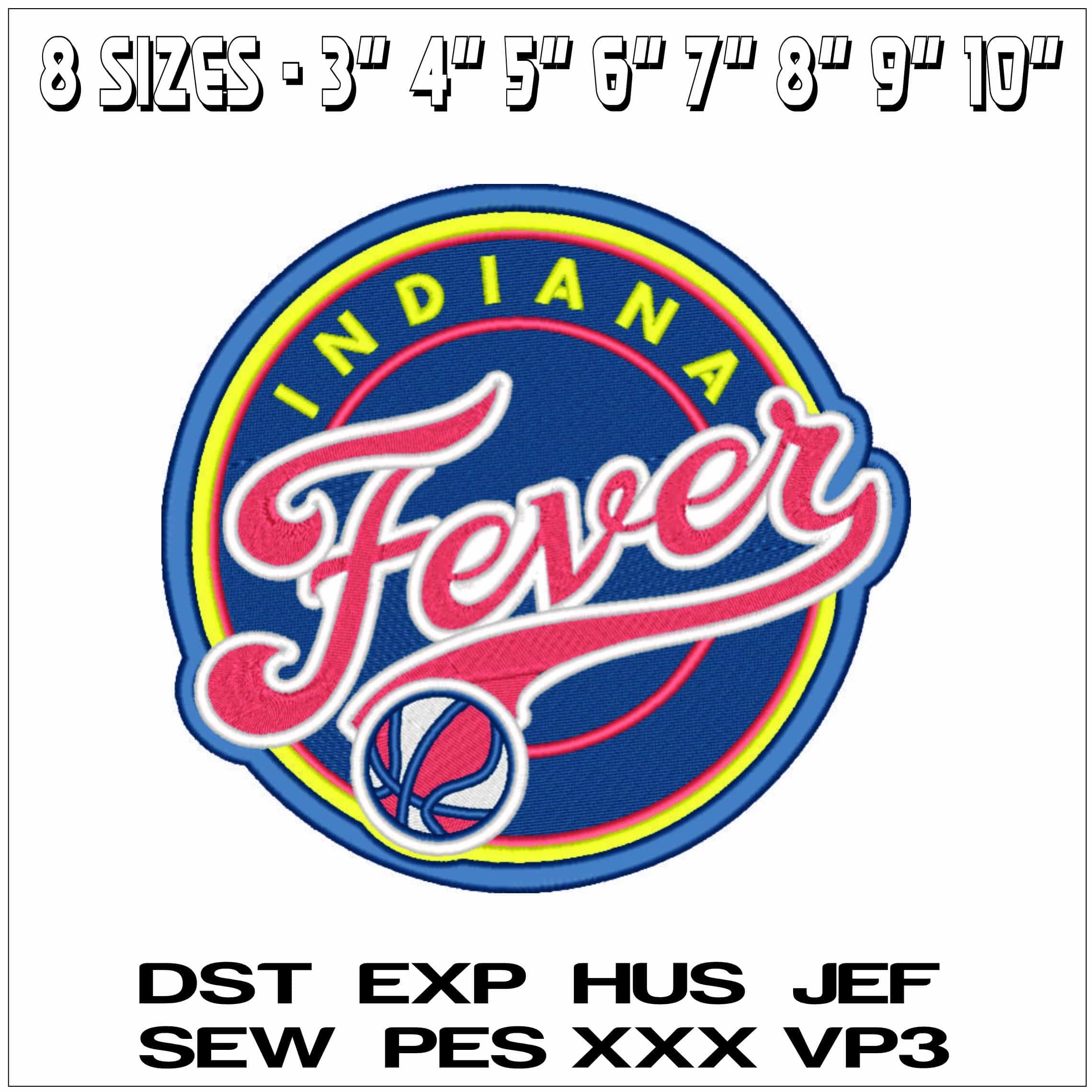 Indiana Fever 2000 on - WNBA- Elegant embroidery design file - instant download — view 2