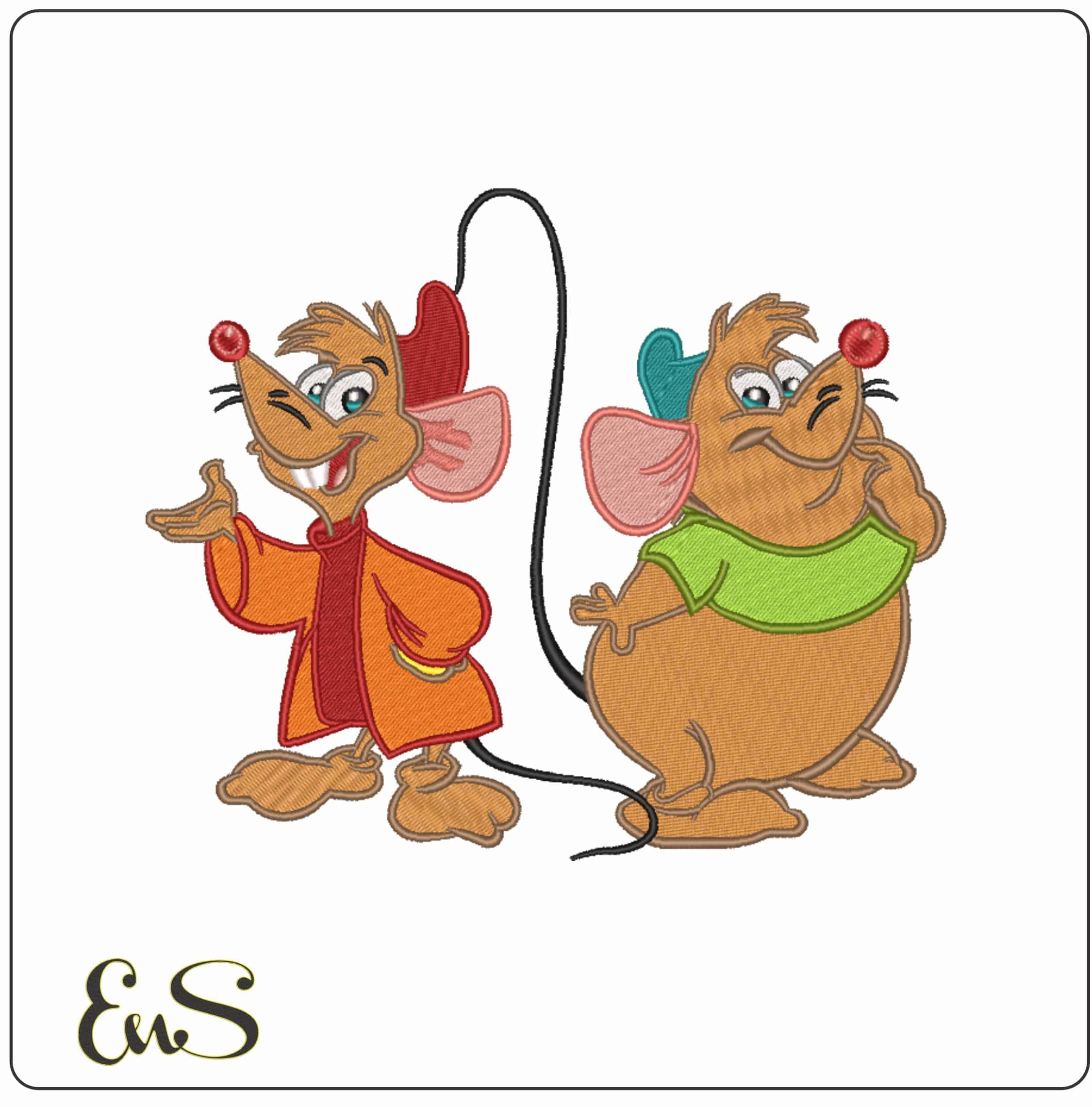 Jaq and Gus Mouse - Cinderella - Disney- Elegant embroidery design file - instant download