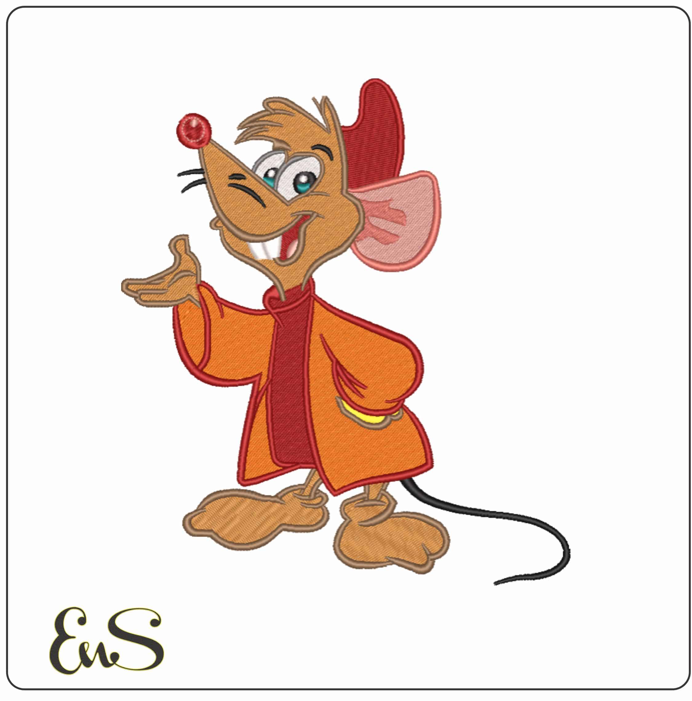 Jaq Mouse - Cinderella - Disney- Elegant embroidery design file - instant download