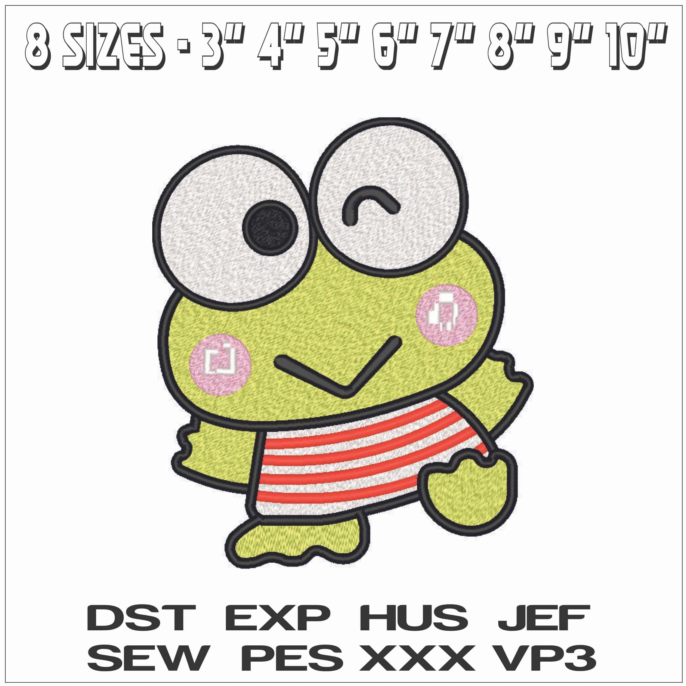 Keroppi Wave - Hello Kitty- Elegant embroidery design file - instant download — view 2