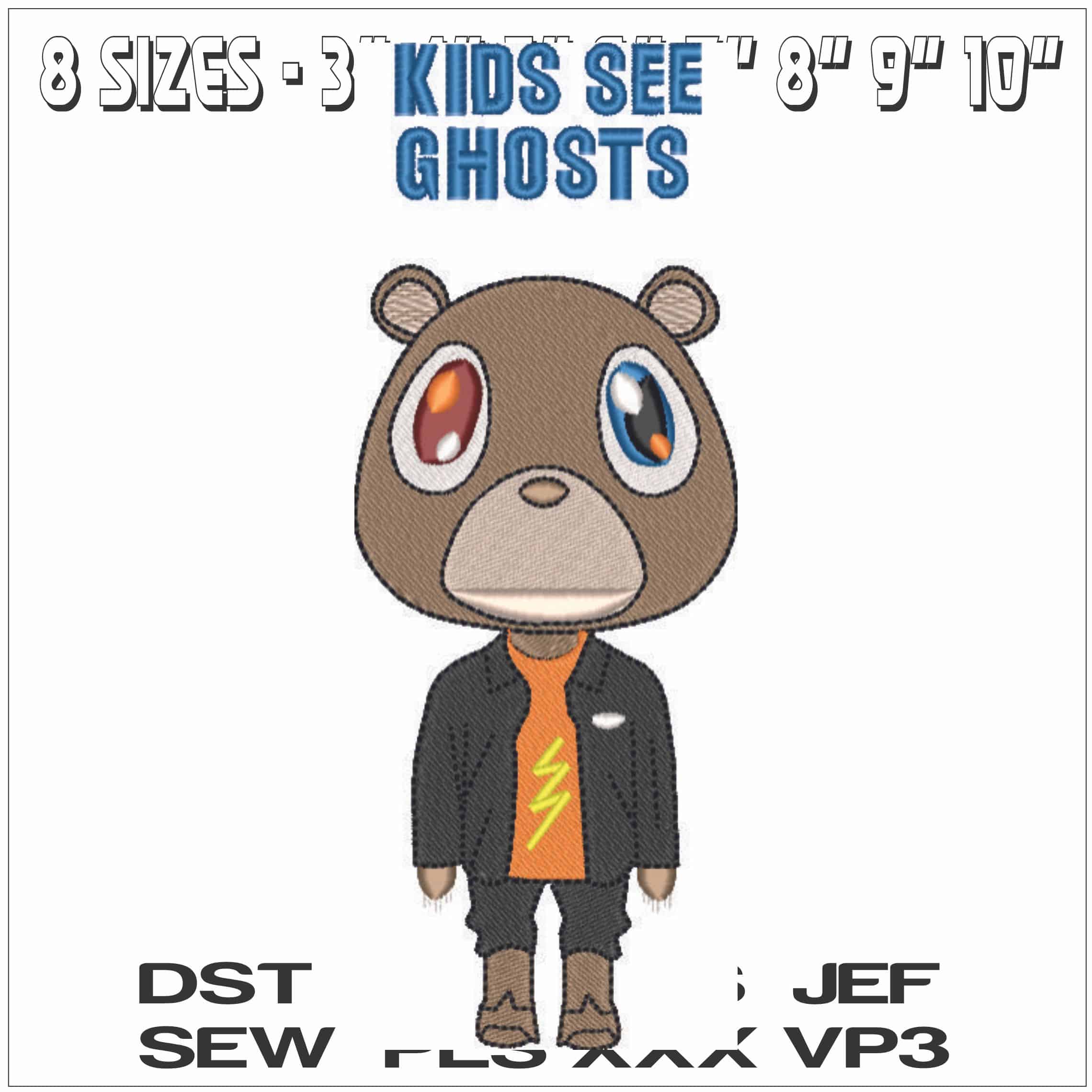 Kids See Ghosts - Kanye West Yeeze Designs- Elegant embroidery design file - instant download — view 2