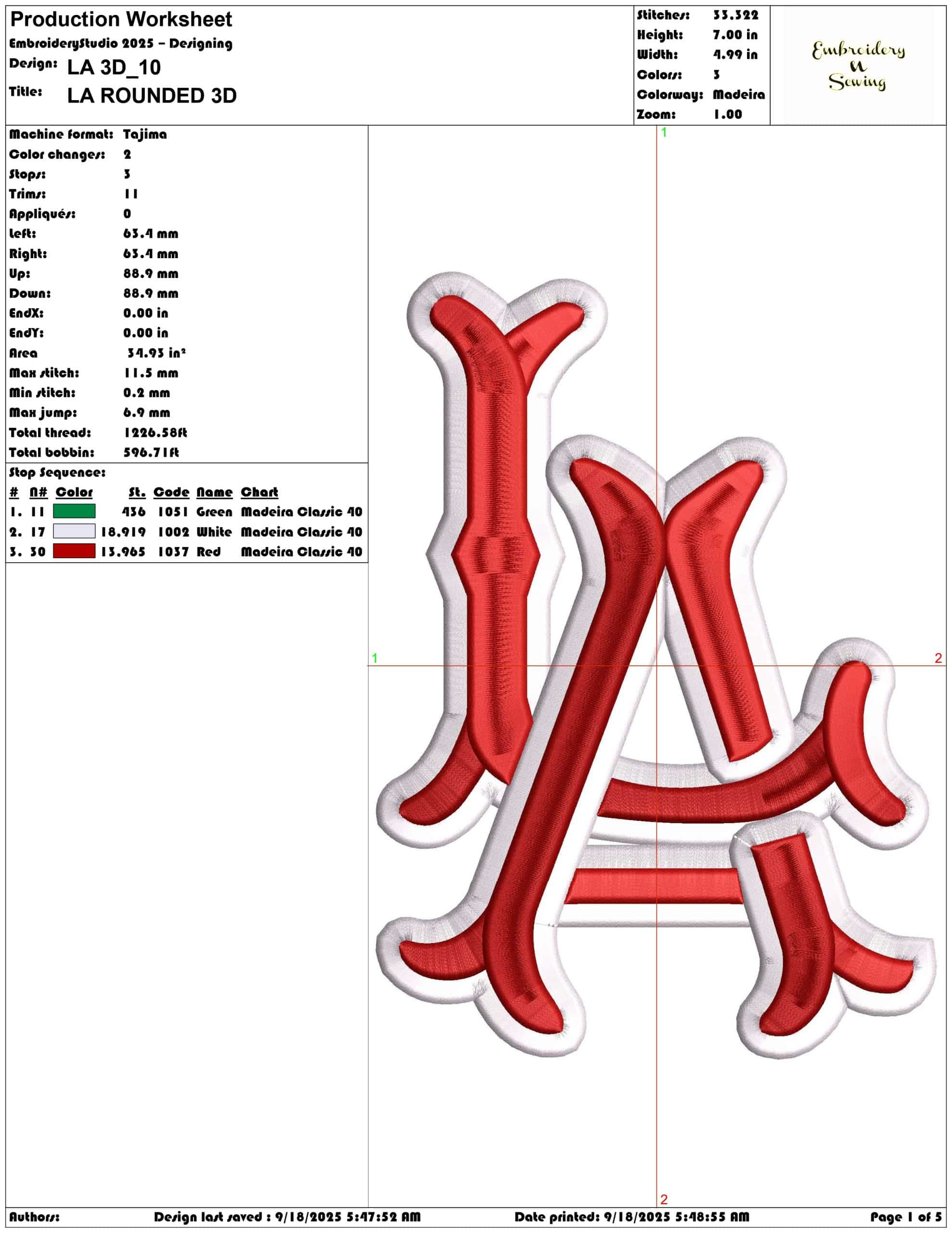 LA 3D- Elegant embroidery design file - instant download — view 3