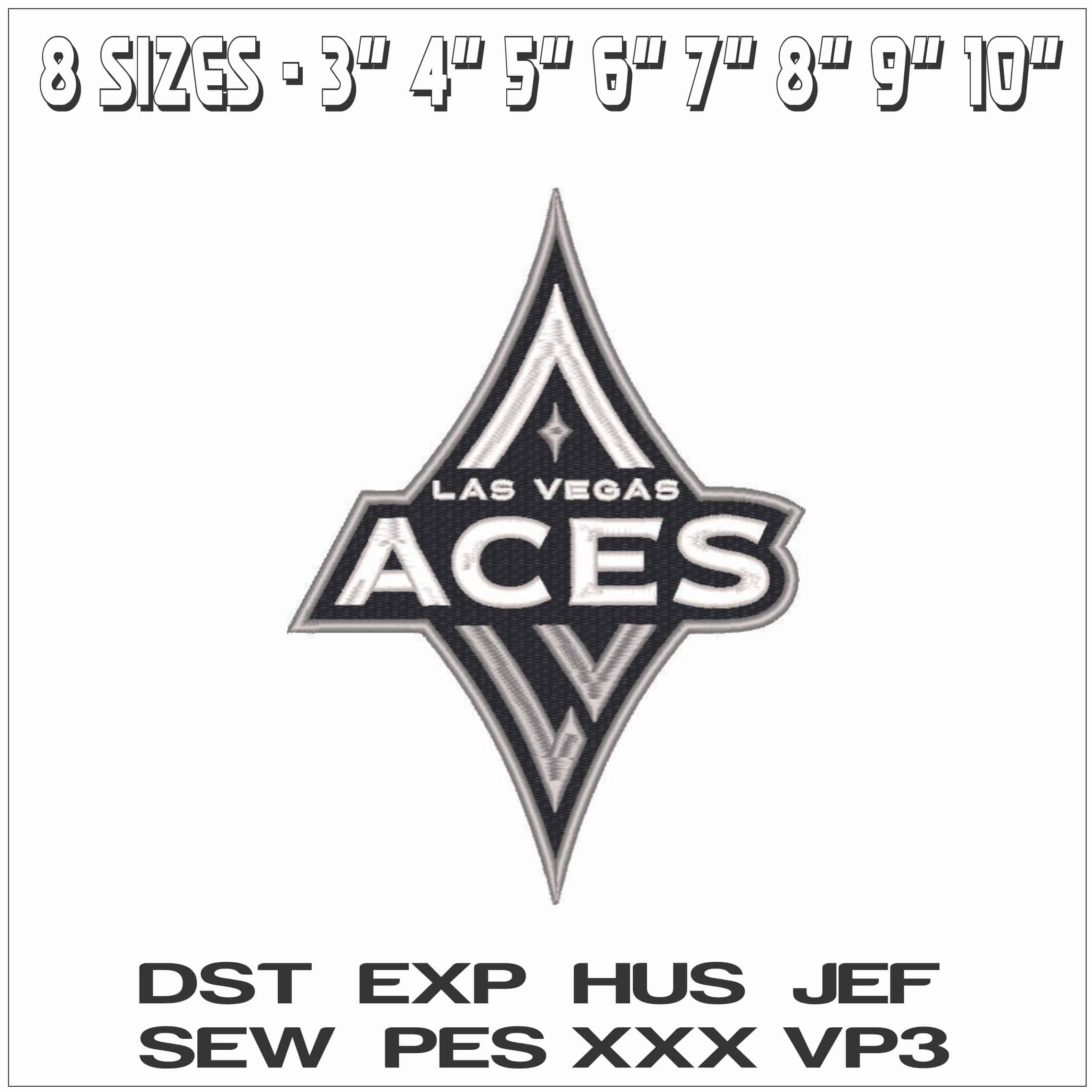 Las Vegas Aces MonoChrome- Elegant embroidery design file - instant download — view 2
