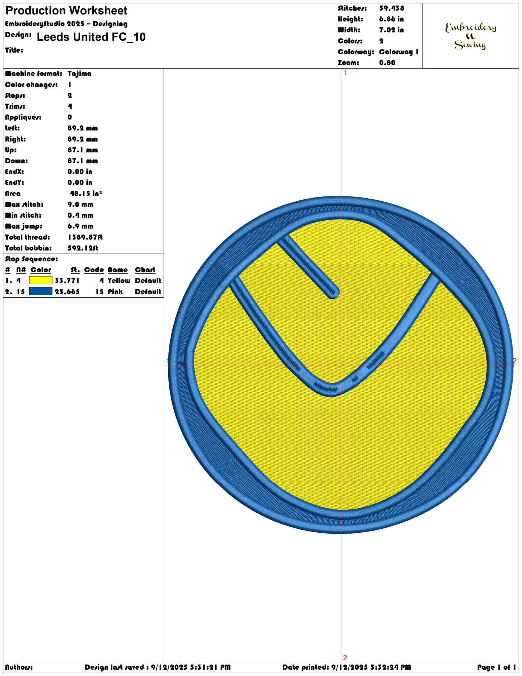 Leeds United FC- Elegant embroidery design file - instant download — view 3
