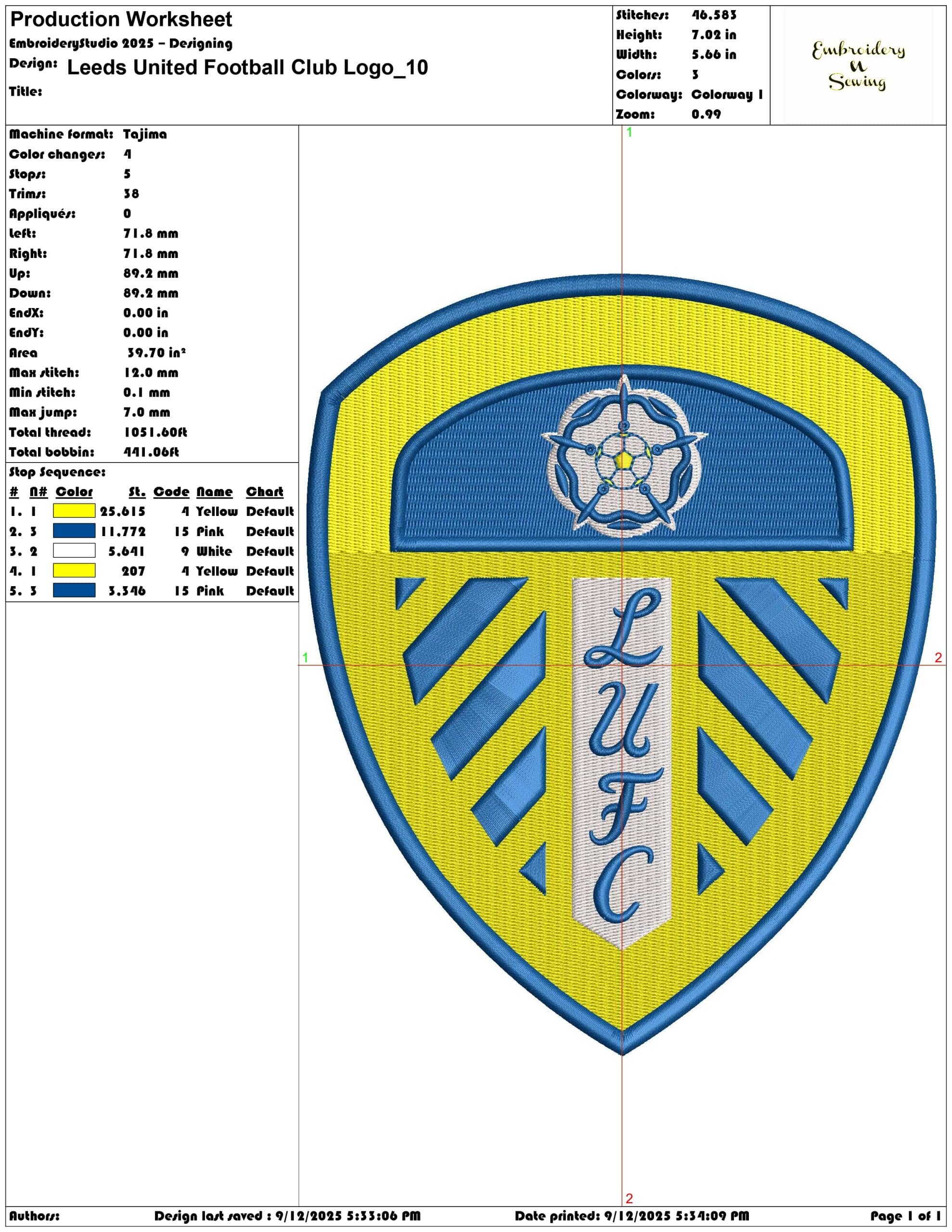 Leeds United Football Club Logo- Elegant embroidery design file - instant download — view 3