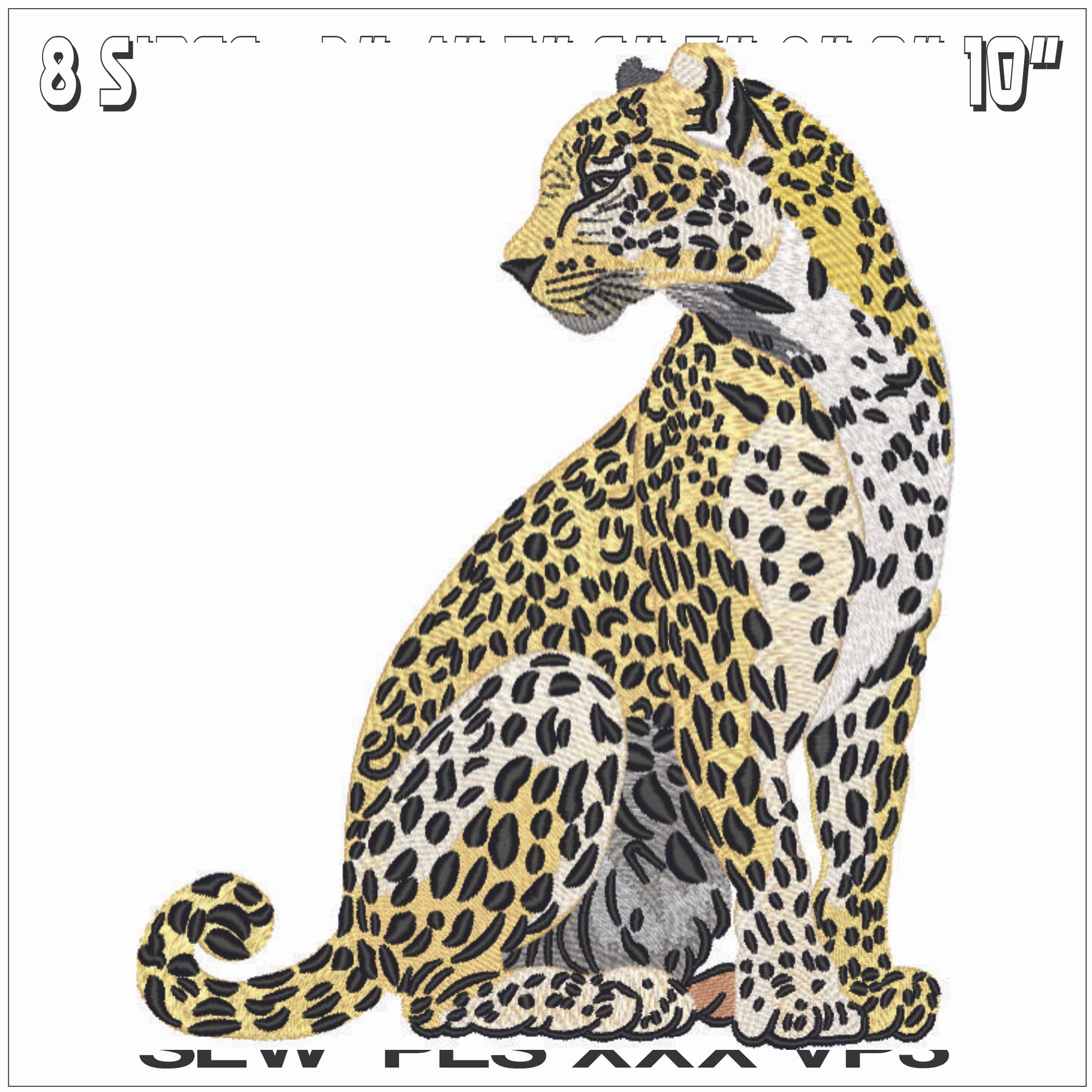 Leopard Sitting- Elegant embroidery design file - instant download — view 2
