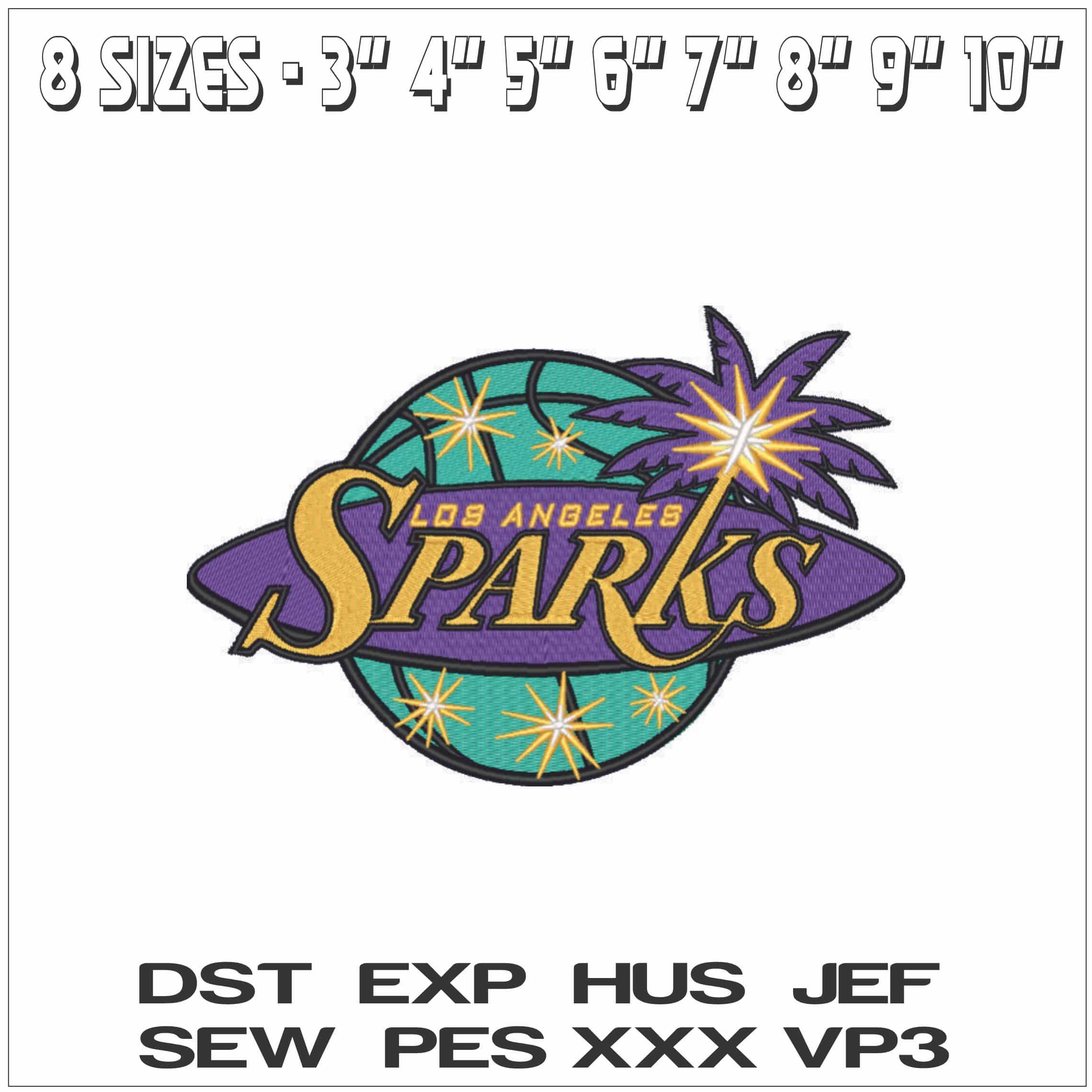Los Angeles Sparks 1997 - 2020 - WNBA- Elegant embroidery design file - instant download — view 2
