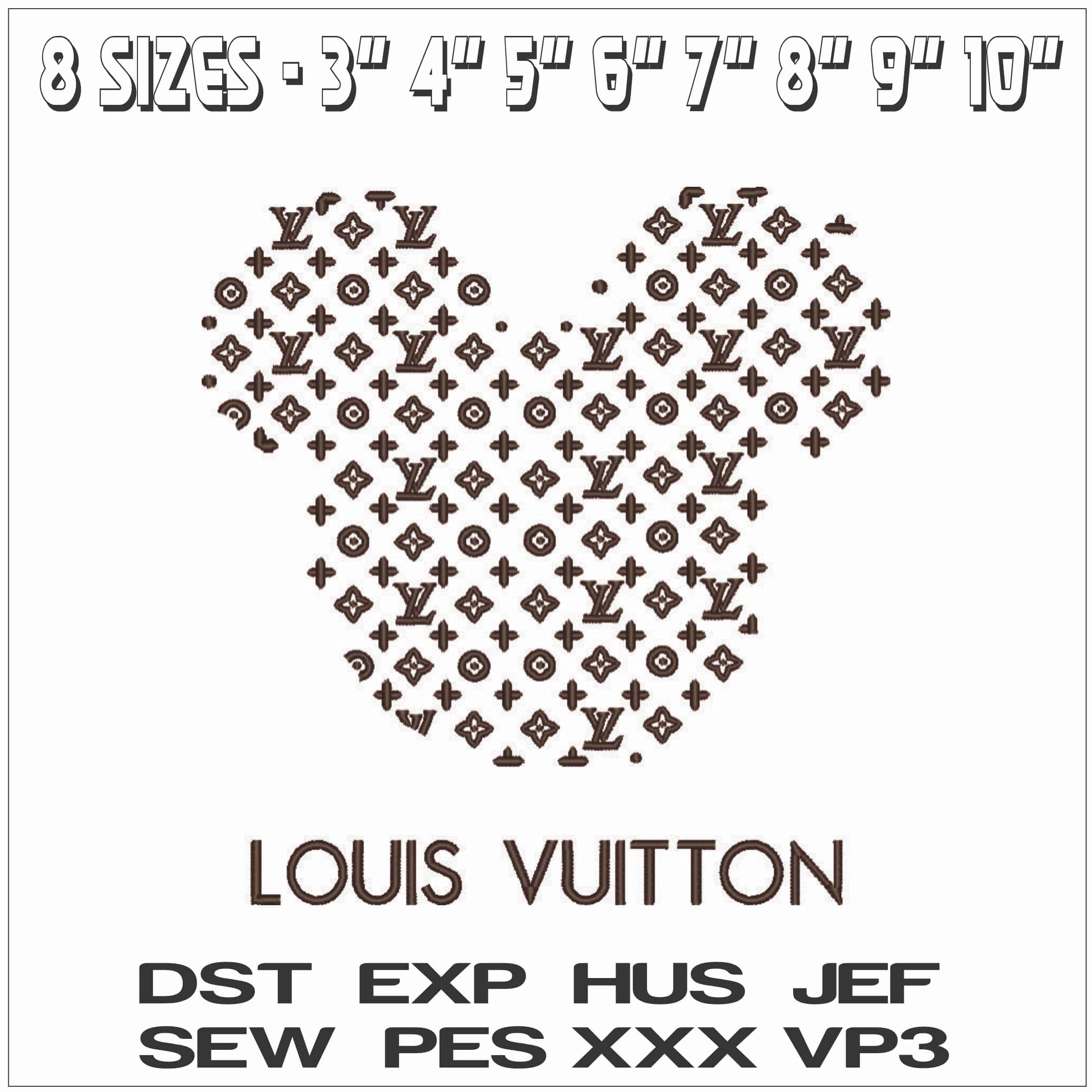 Louis Vuitton Mickey Mouse Black- Elegant embroidery design file - instant download — view 2
