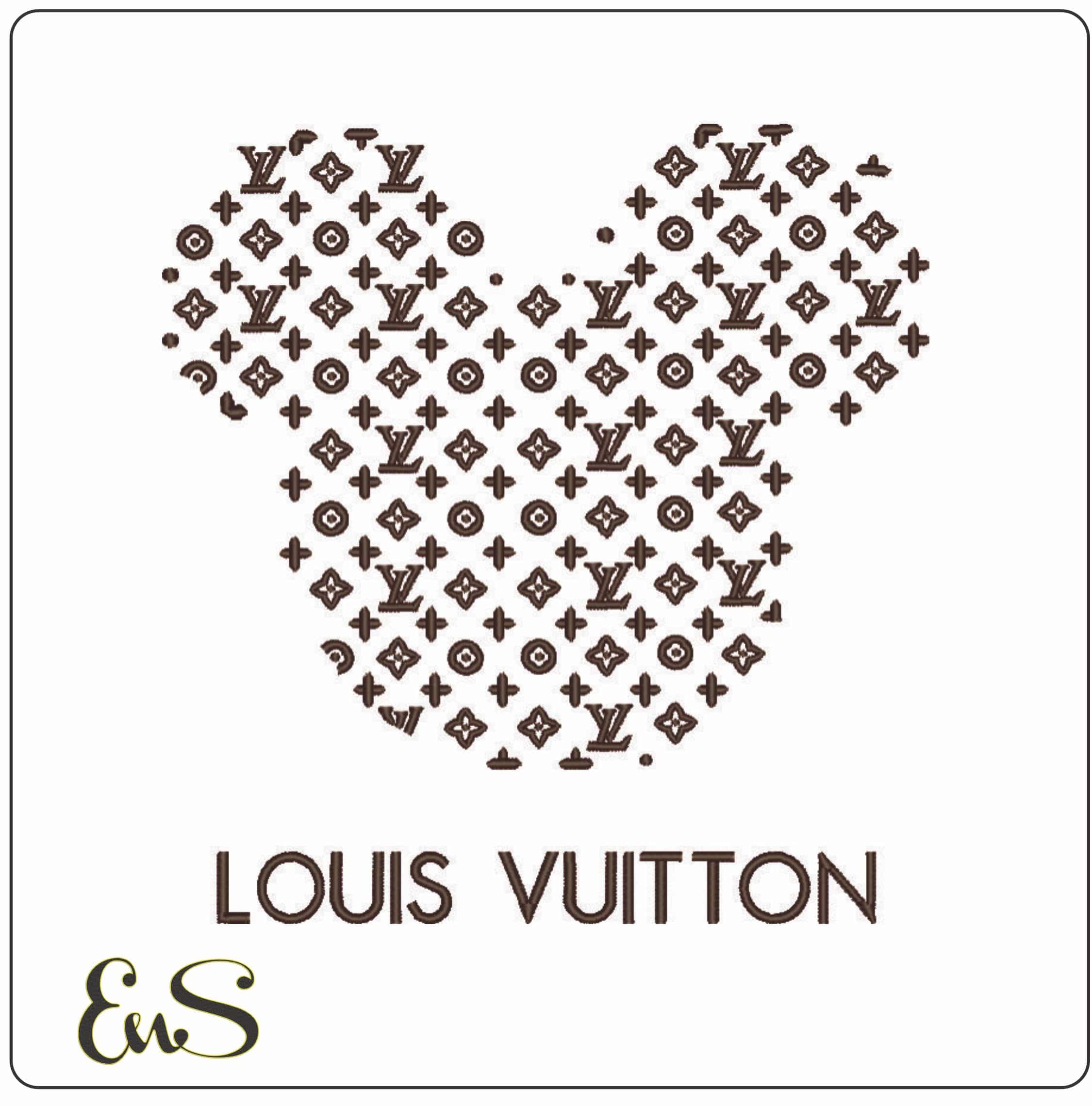 Louis Vuitton Mickey Mouse Black- Elegant embroidery design file - instant download