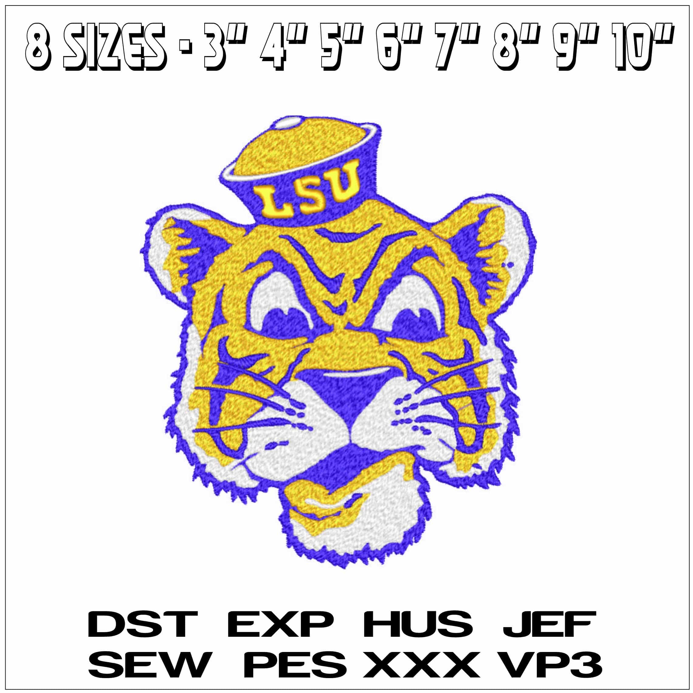 LSU Tiger 1955- Elegant embroidery design file - instant download — view 2