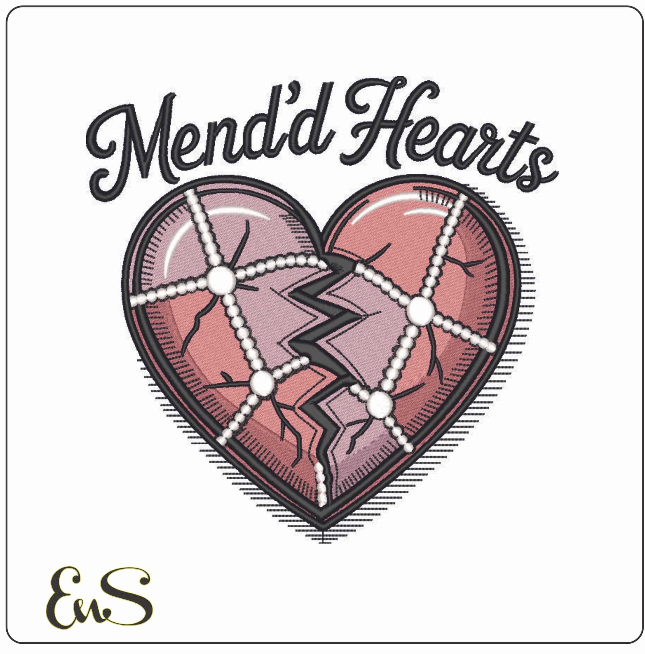 Mended Heart- Elegant embroidery design file - instant download