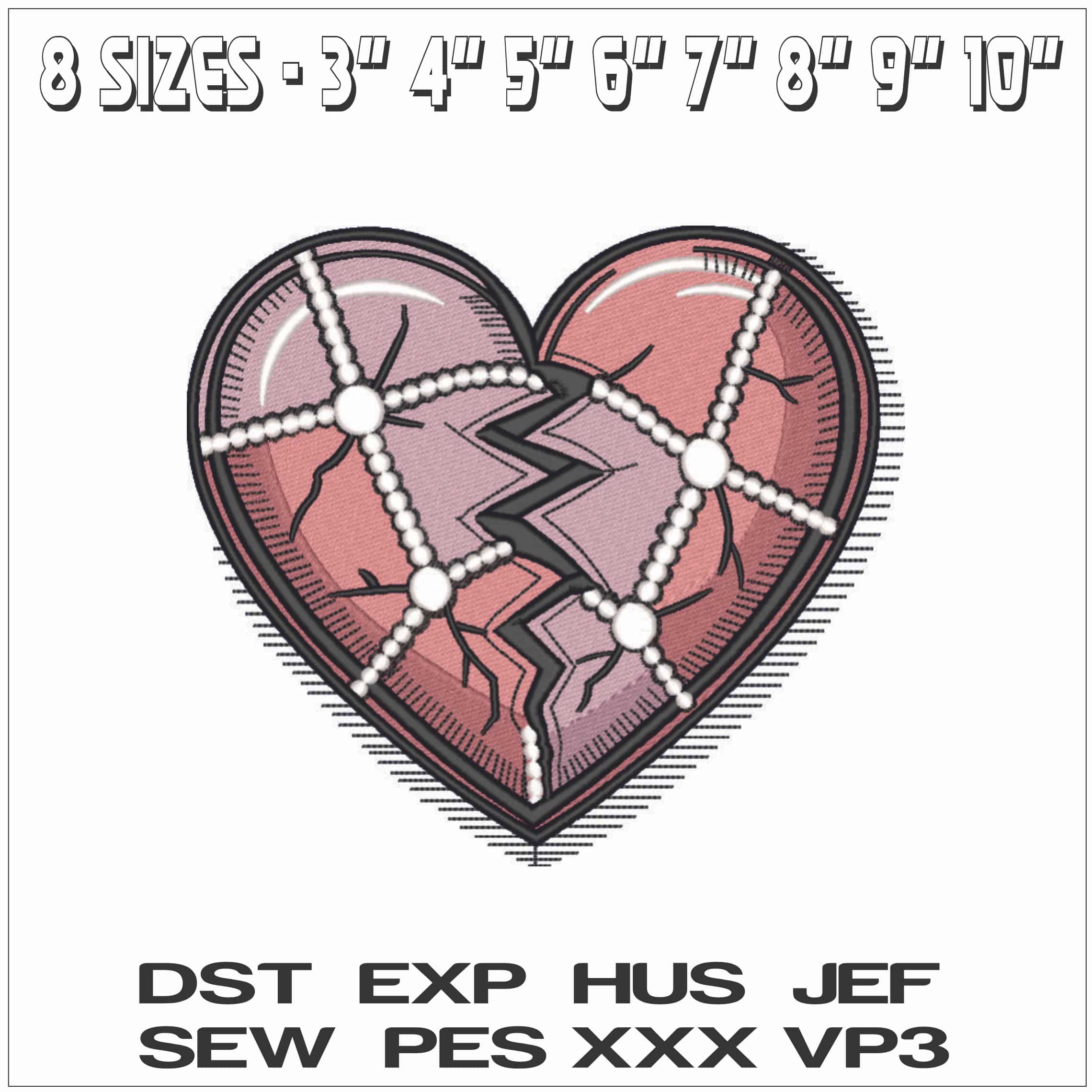 Mended Heart no Words- Elegant embroidery design file - instant download — view 2