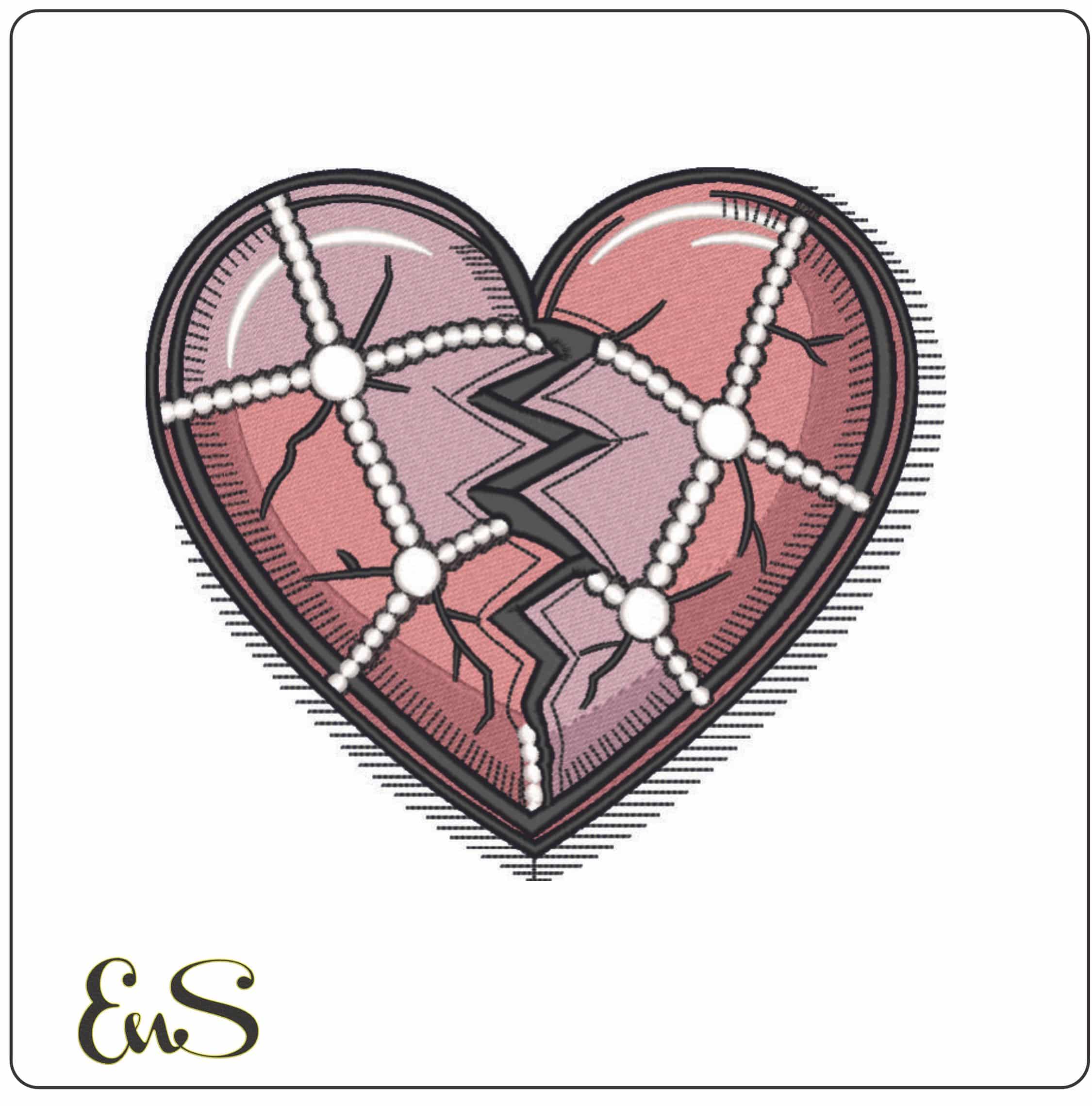 Mended Heart no Words- Elegant embroidery design file - instant download