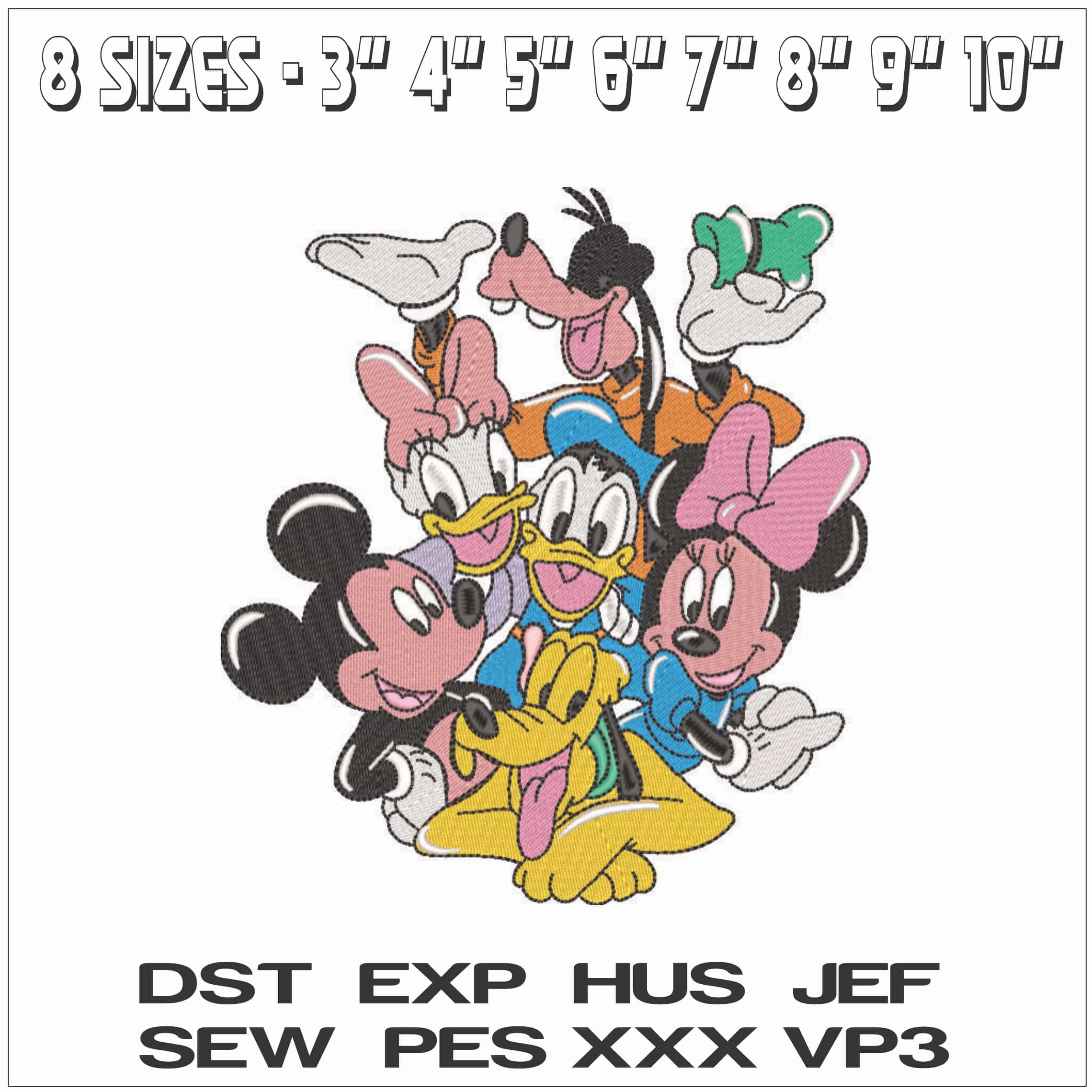 Mickey Mouse Donald Pluto Goofy- Elegant embroidery design file - instant download — view 2
