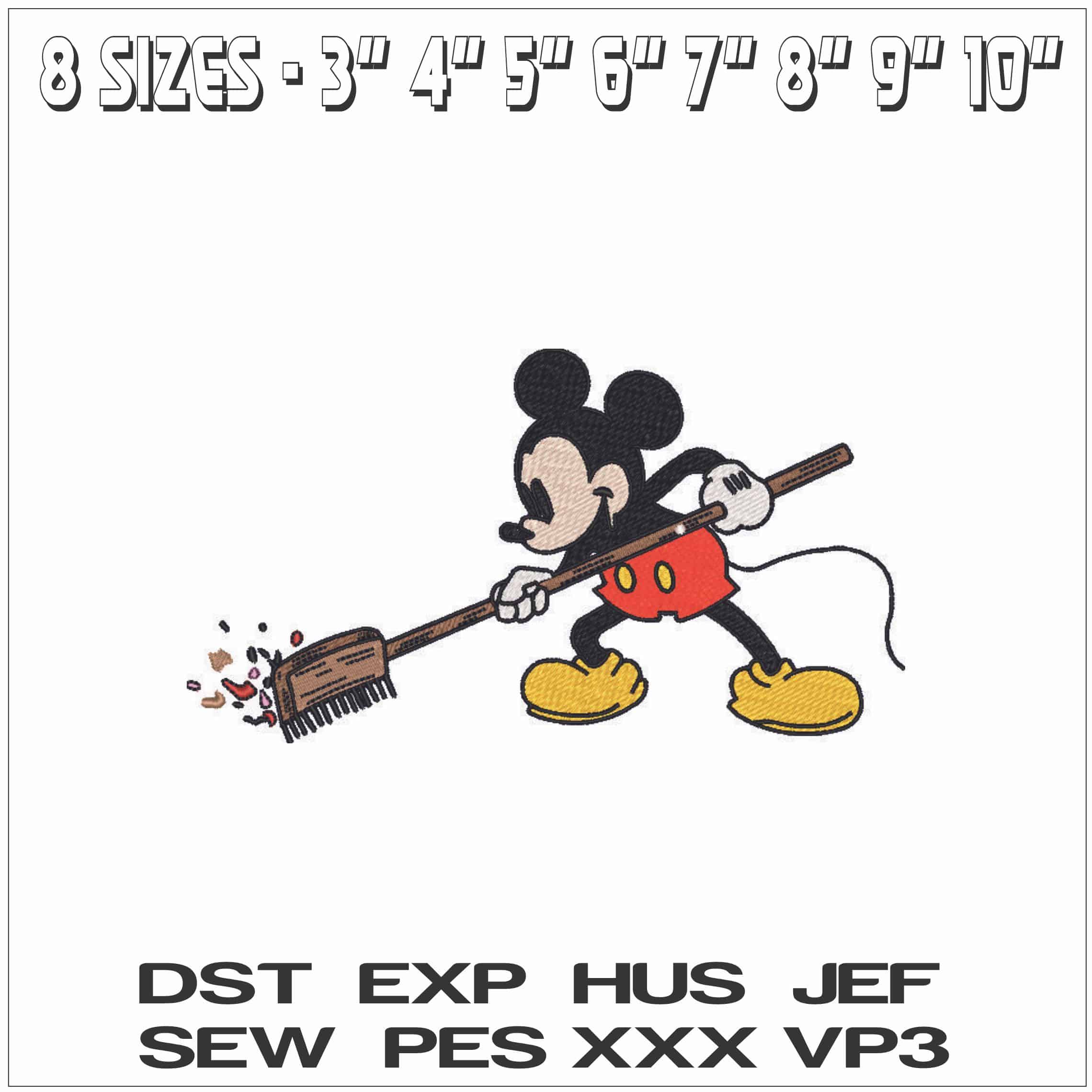 Mickey Mouse sweeping- Elegant embroidery design file - instant download — view 2