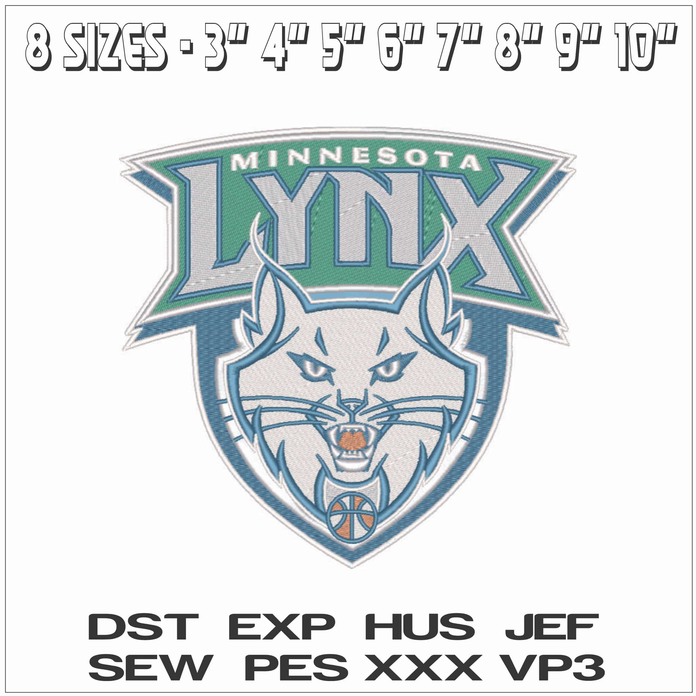 Minnesota Lynx 1999 - 2017 - WNBA- Elegant embroidery design file - instant download — view 2