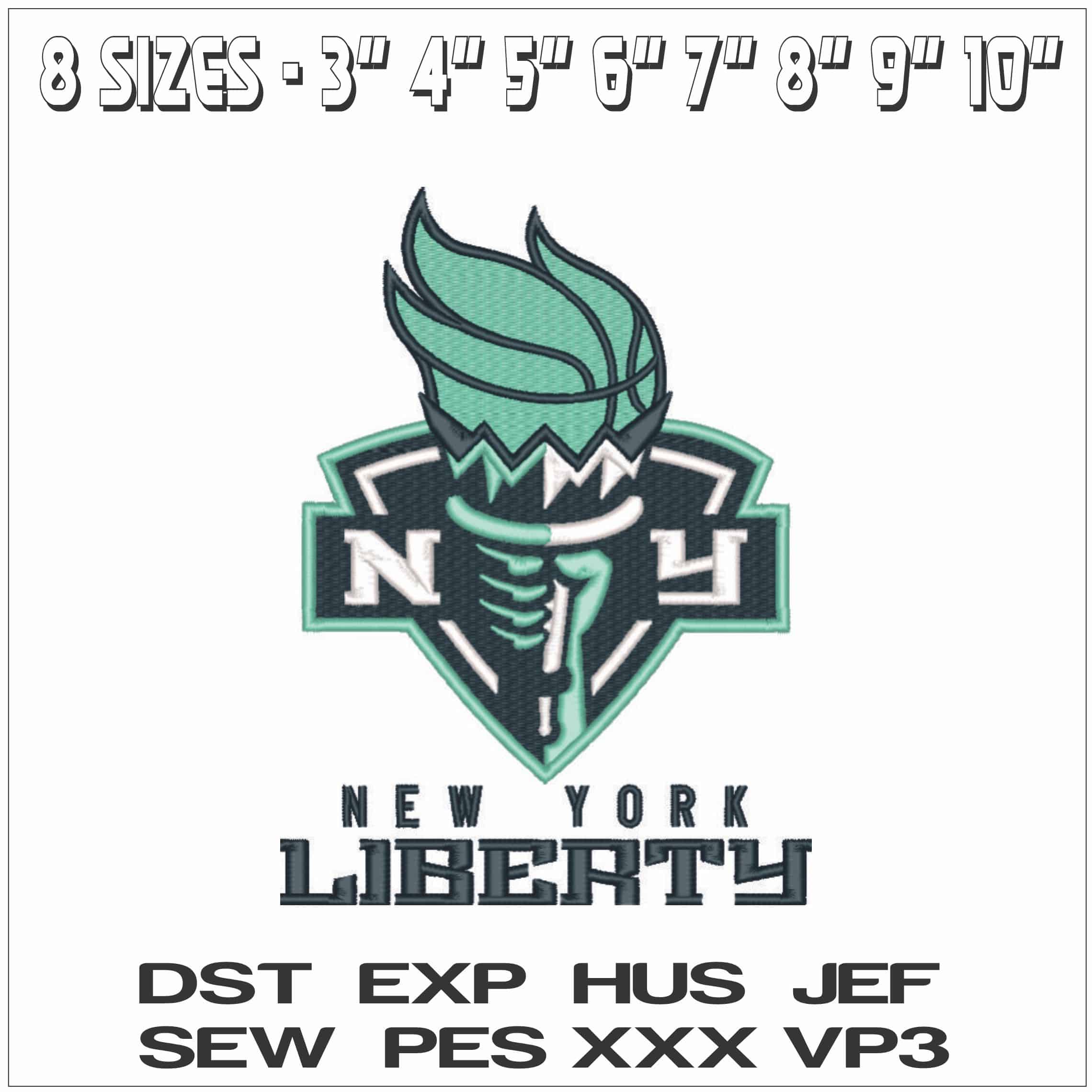 New York Liberty 2019  on - WNBA- Elegant embroidery design file - instant download — view 2