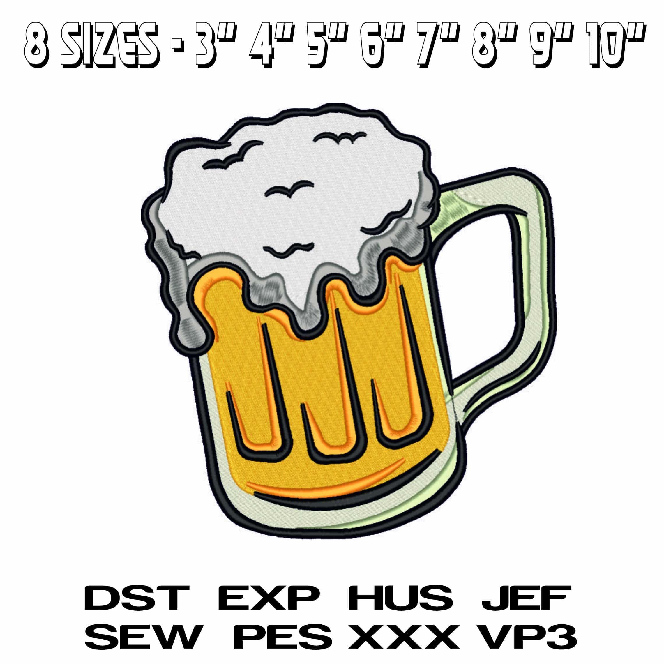 Mug of Beer- Elegant embroidery design file - instant download — view 2