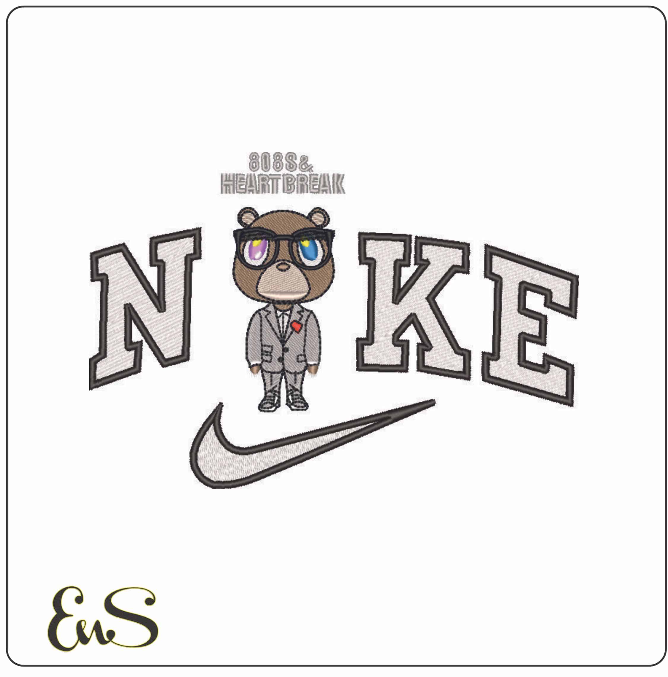 Nike 808s Heartbreak - Kanye West Yeeze Designs- Elegant embroidery design file - instant download
