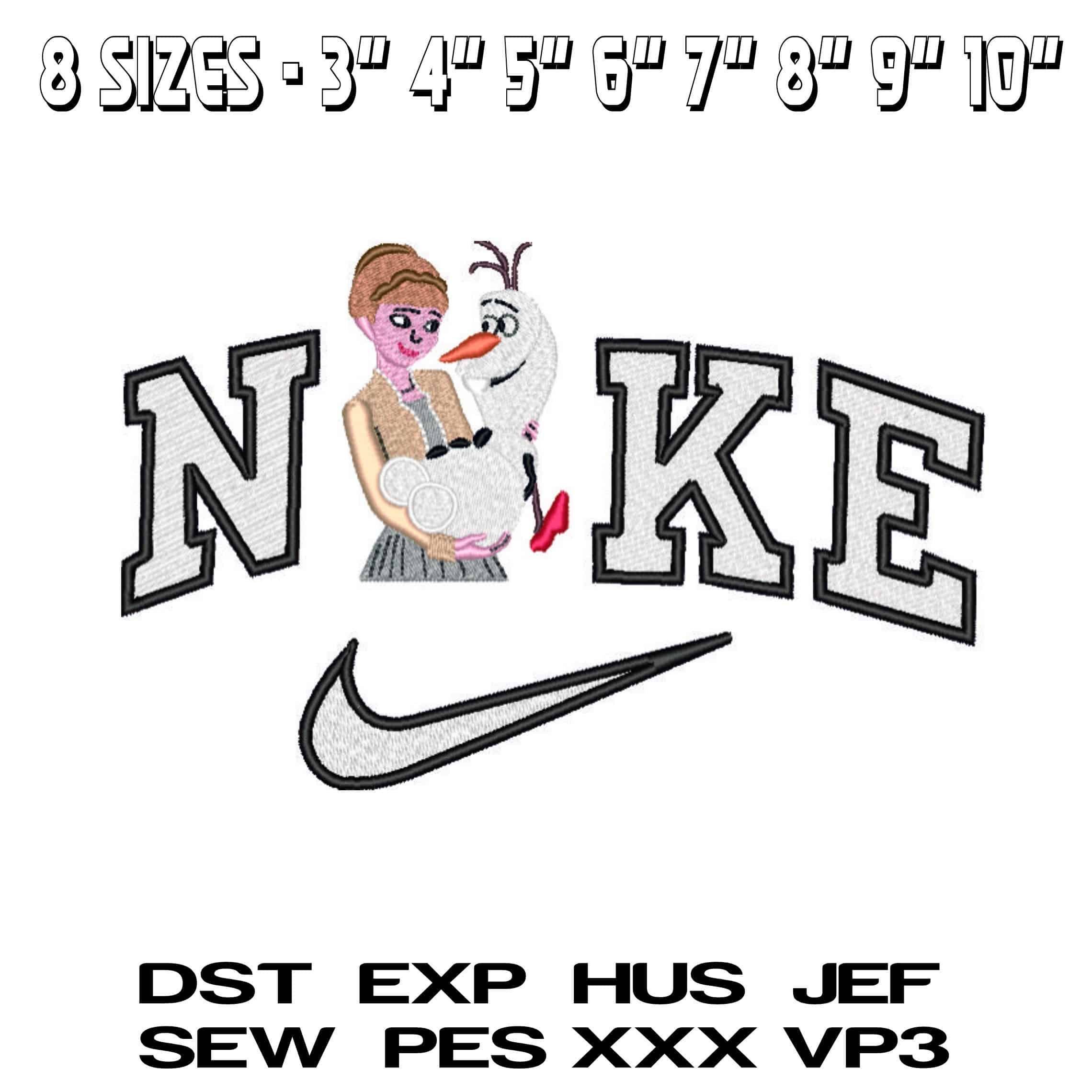Nike Anna and Olaf - Frozen - Disney- Elegant embroidery design file - instant download — view 2
