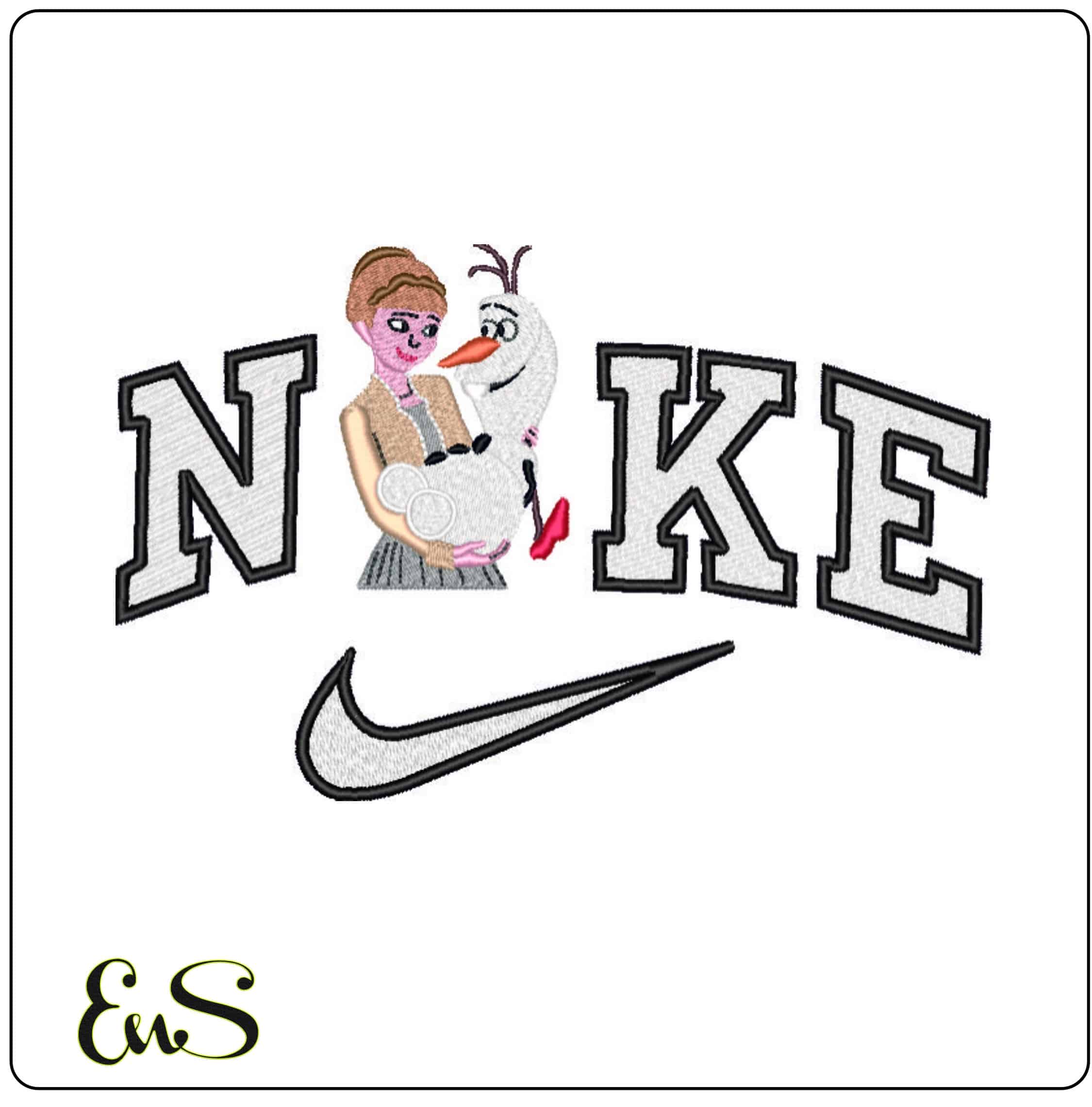 Nike Anna and Olaf - Frozen - Disney- Elegant embroidery design file - instant download
