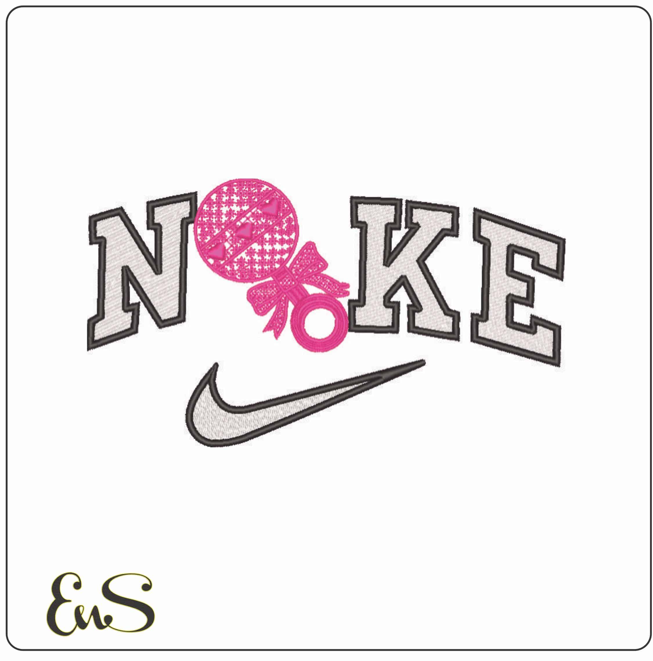 Nike Baby Girl- Elegant embroidery design file - instant download