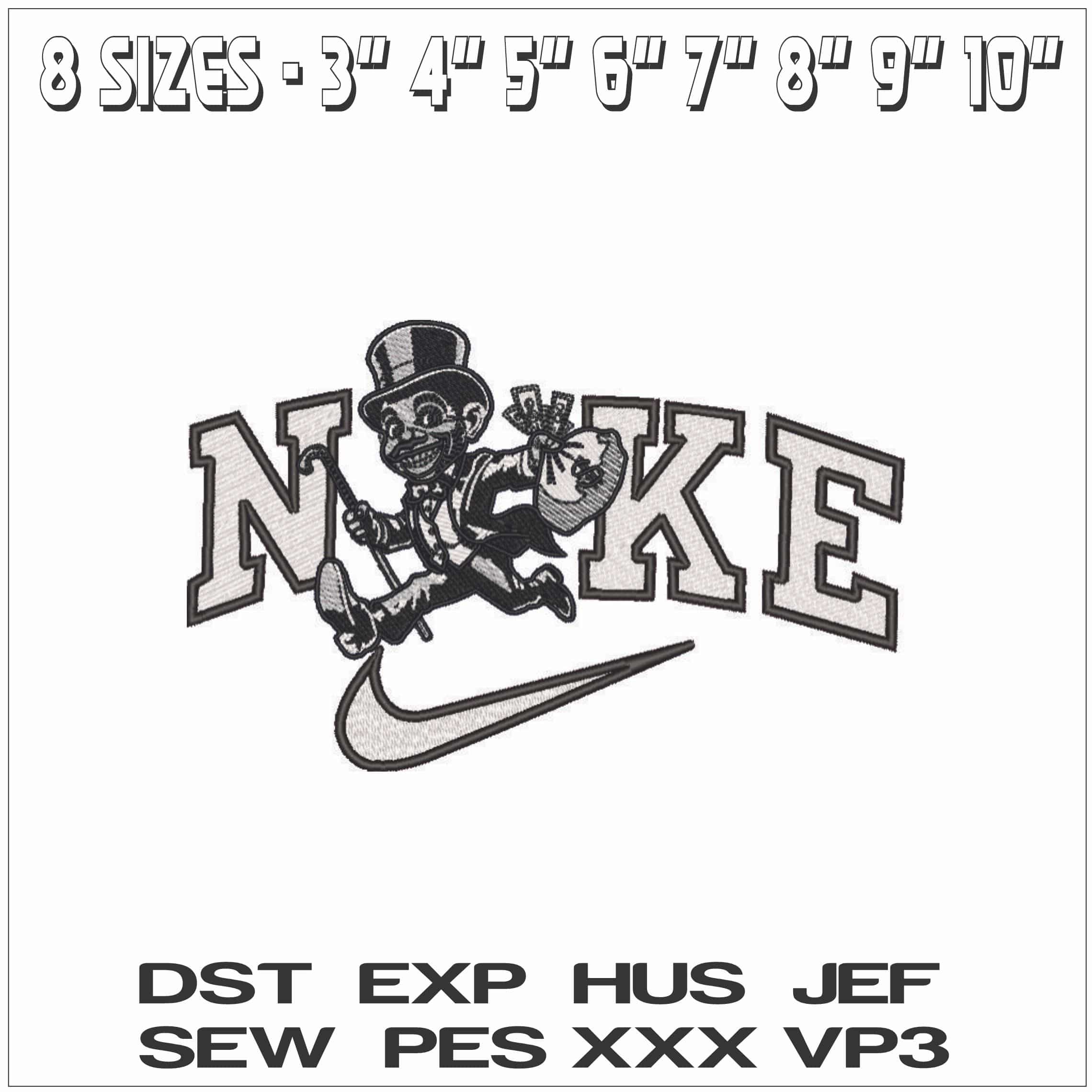 Nike Banker with Money Running- Elegant embroidery design file - instant download — view 2