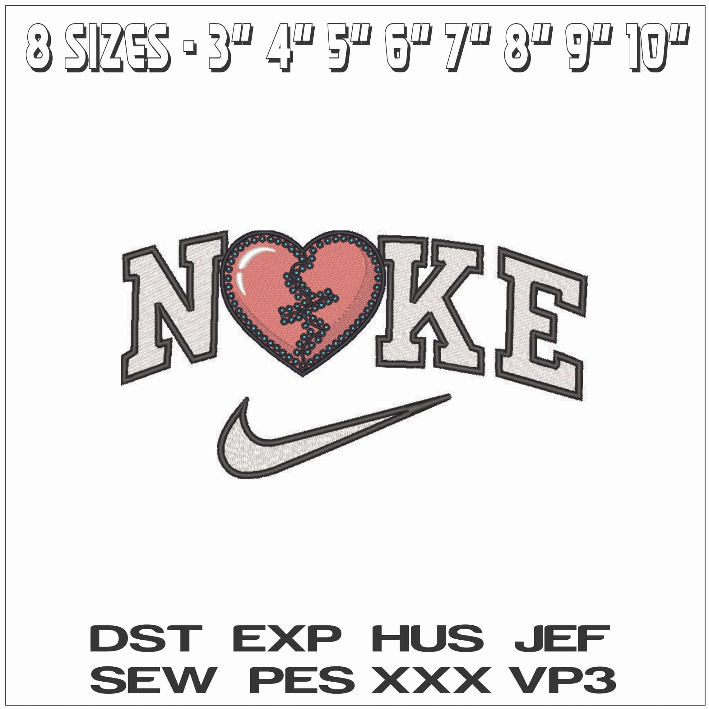 Nike Broken Heart Repaired- Elegant embroidery design file - instant download — view 2
